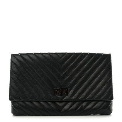 Chanel Aged Calfskin Chevron Quilted Reissue 2.55 Clutch Black 1 of 9