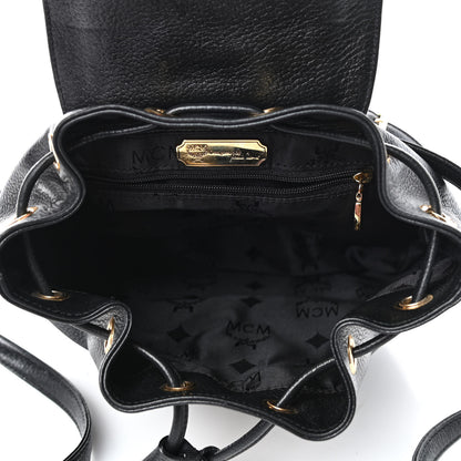 MCM Grained Calfskin Studded Drawstring Backpack Black 4 of 4