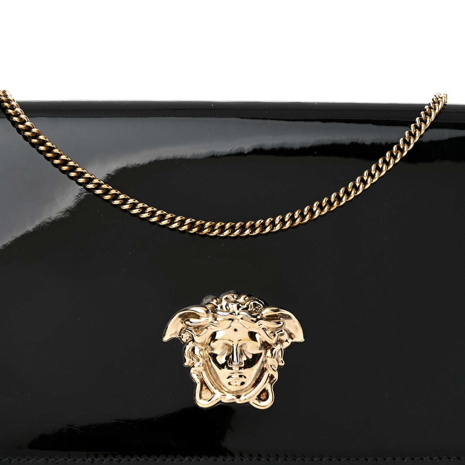 Versace Patent Palazzo Medusa Chain Evening Bag Black 8 of 12