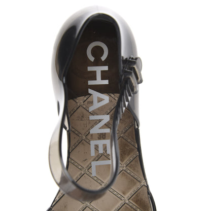 Chanel Jelly Camellia CC Sandals 38 Grey 6 of 7