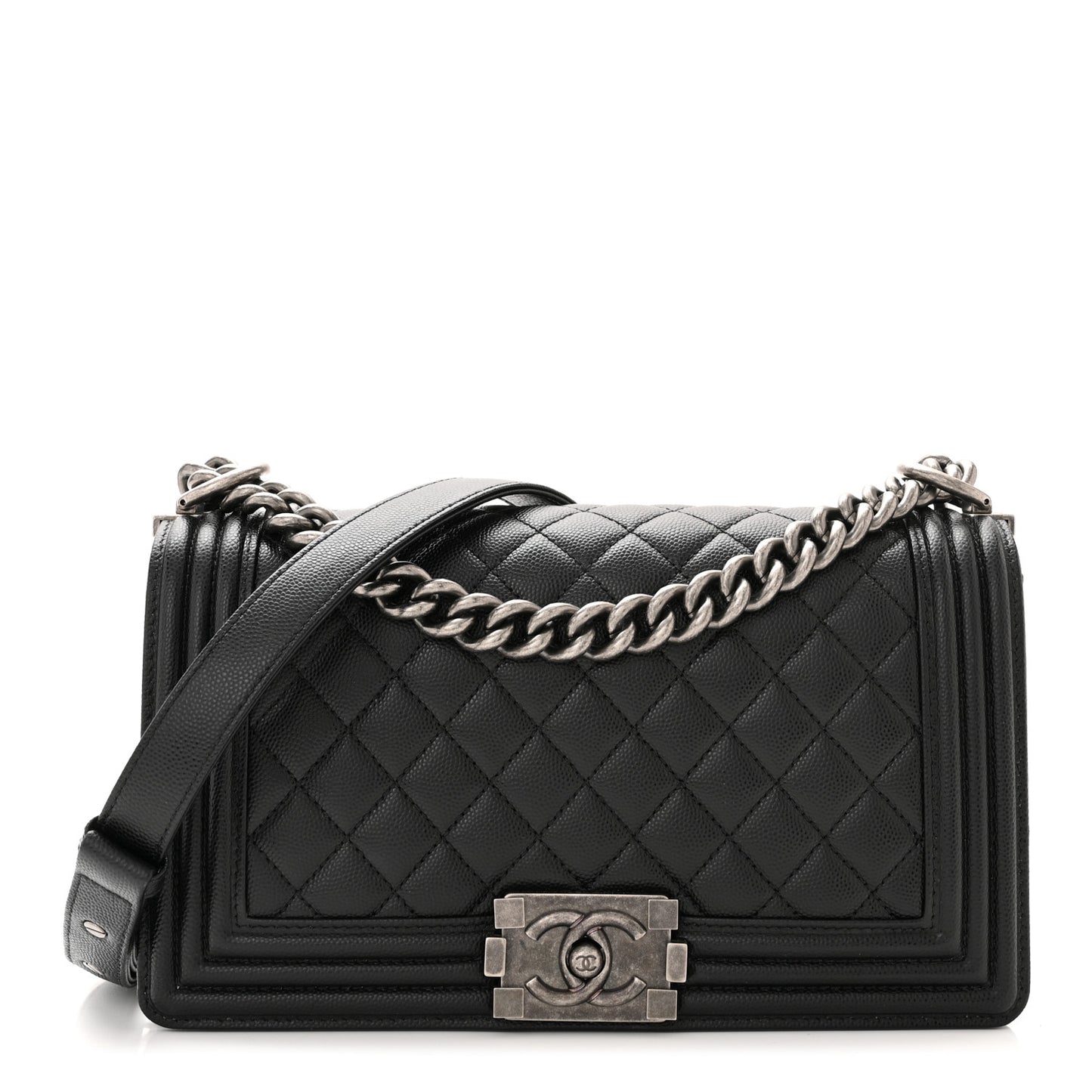 Caviar Quilted Medium Boy Flap Black