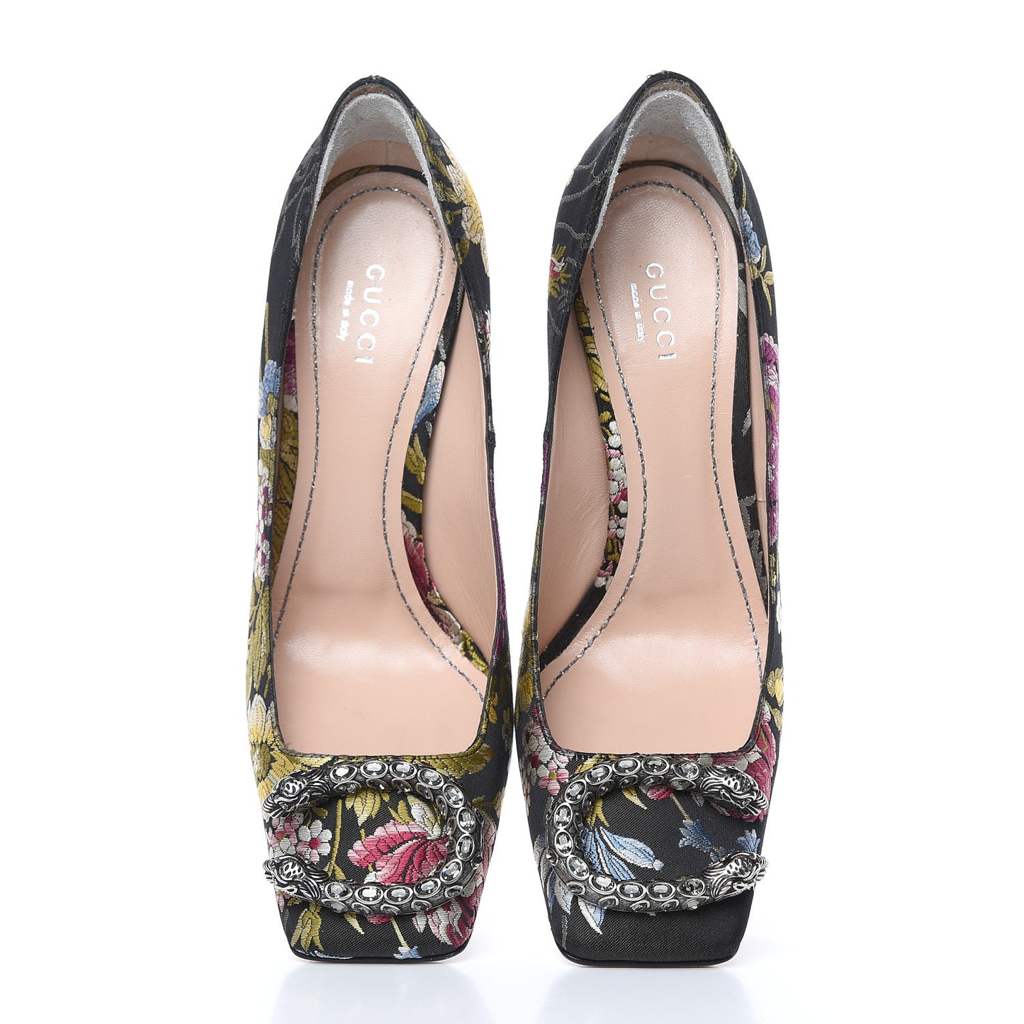Jacquard Romantic Bouquet Dionysus High Heel Pumps 37.5 Black Multicolor