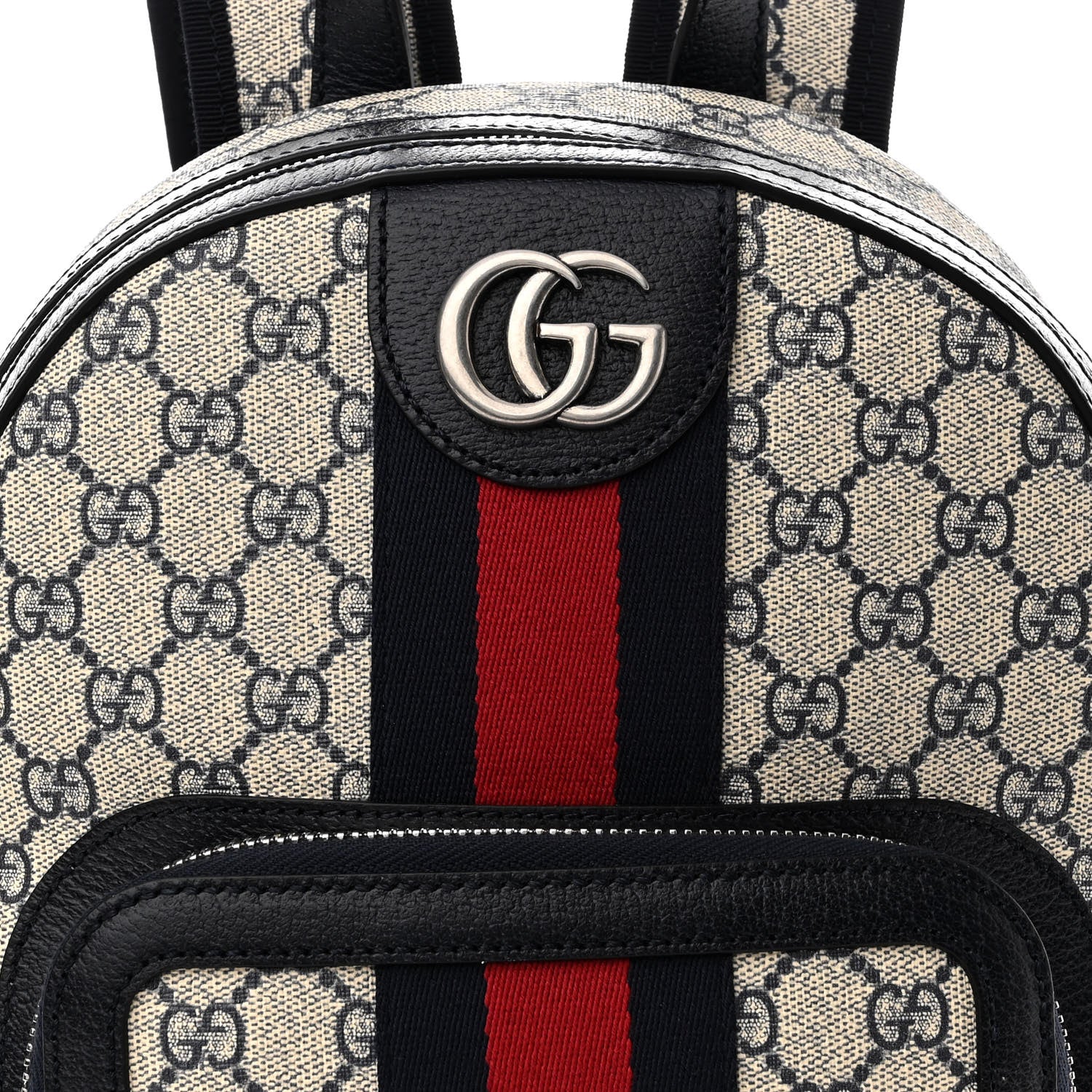 Gucci GG Supreme Monogram Textured Dollar Calfskin Web Small Ophidia Day Backpack Beige Blue Black 8 of 10