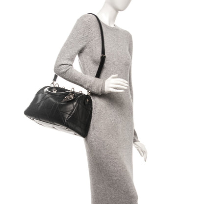 Christian Dior Lambskin Cannage Granville Polochon Black 2 of 8