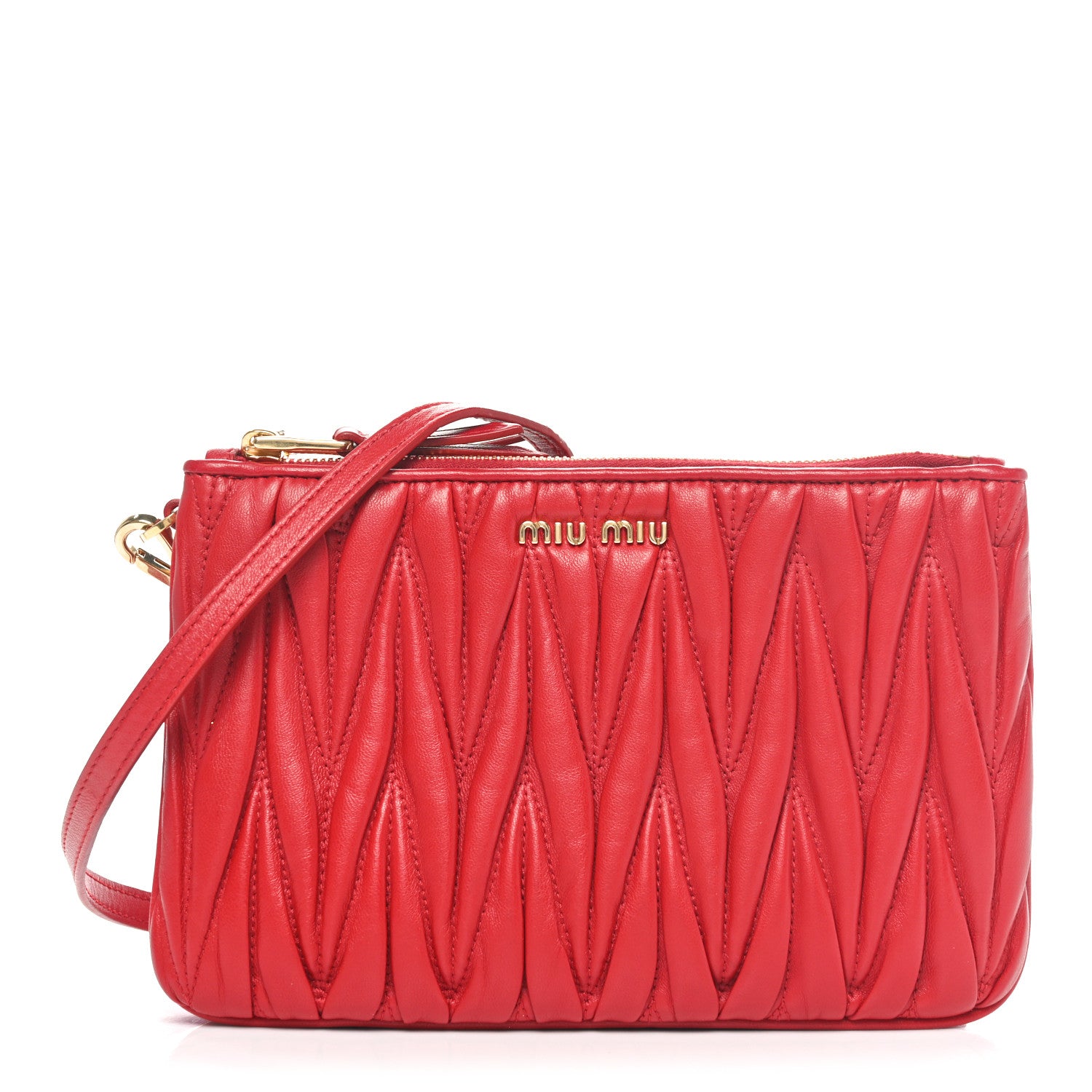 Miu Miu Nappa Matelasse Double Zip Crossbody Red 1 of 9