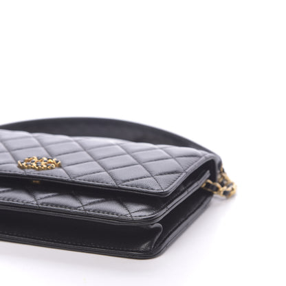 Chanel Lambskin Quilted Infinity Wallet On Chain WOC Black 10 of 12