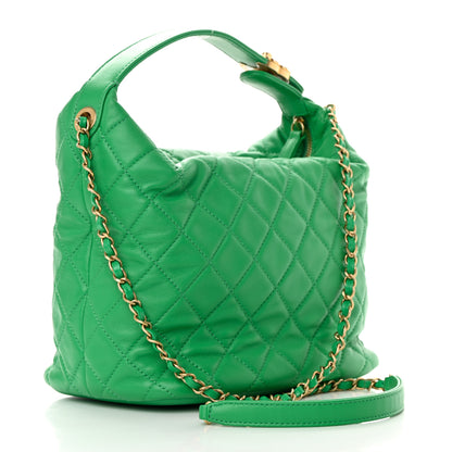 Chanel Lambskin Quilted Large Perfect Meeting Hobo Green 3 of 13