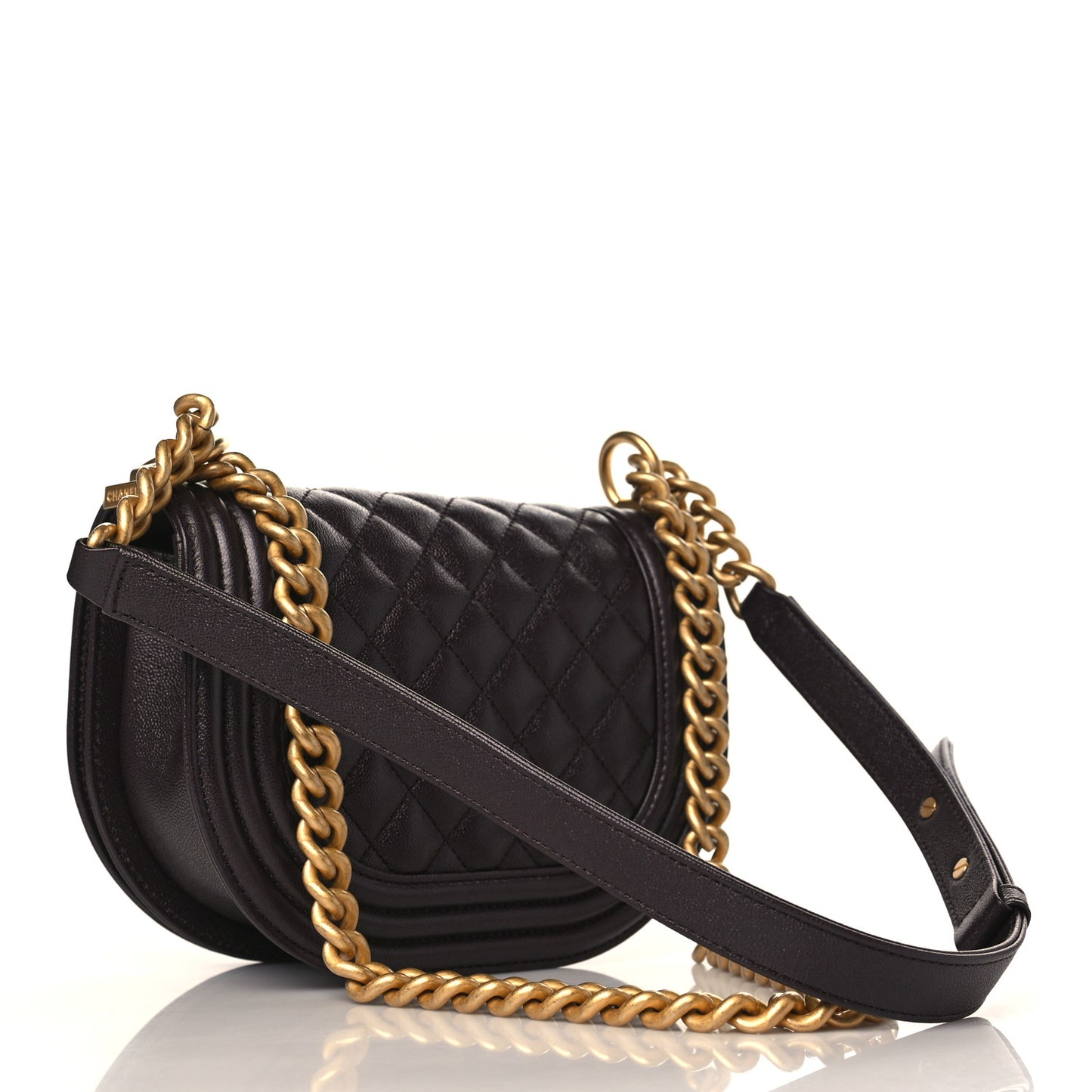 Caviar Quilted Small Boy Messenger Bag Brown