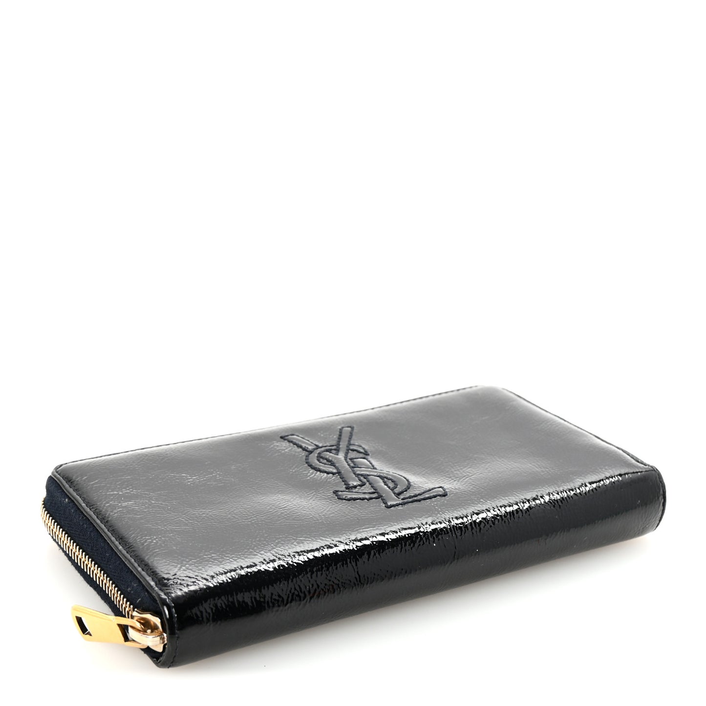 Textured Patent Monogram Belle De Jour Zip Around Wallet Black