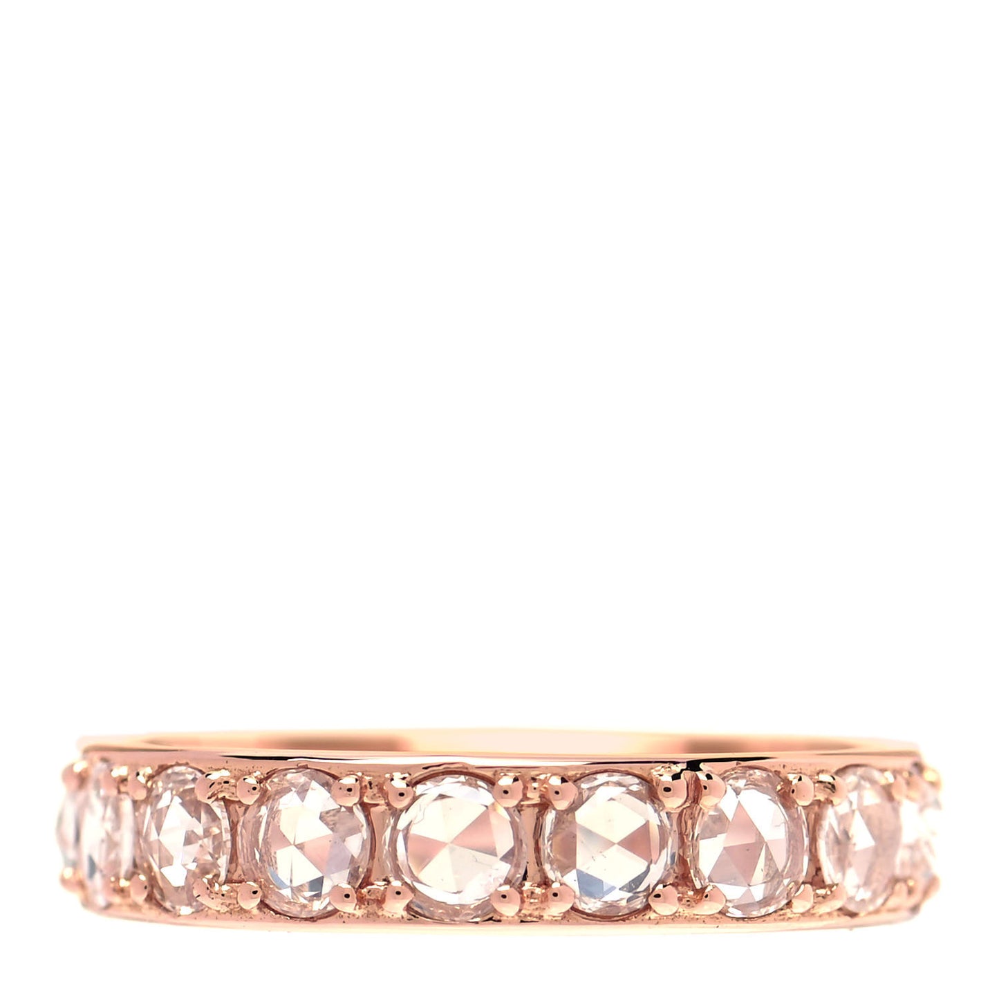 18K Rose Gold Diamond Metro Rose Cut Eternity Band Ring 47 4