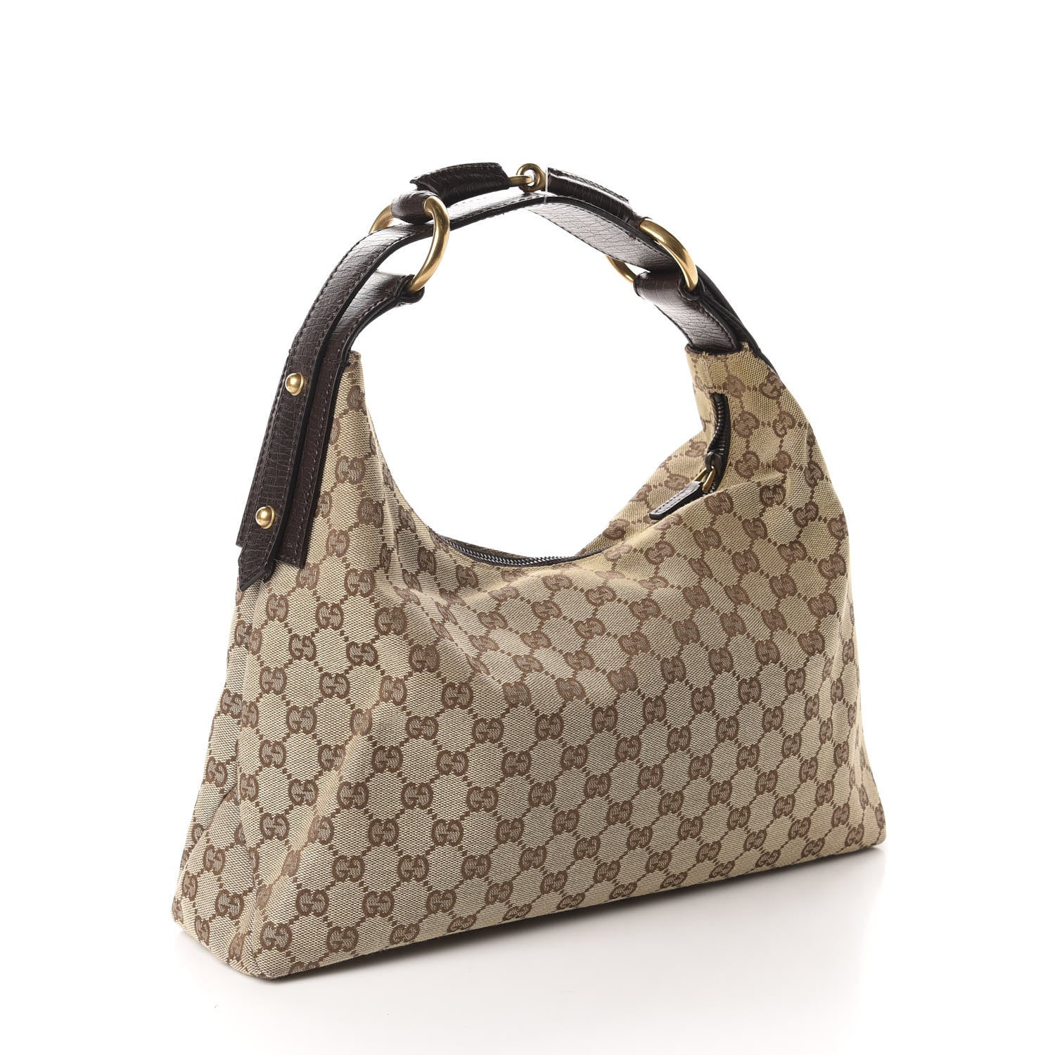 Gucci Monogram Medium Horsebit Chain Hobo Dark Brown 3 of 11