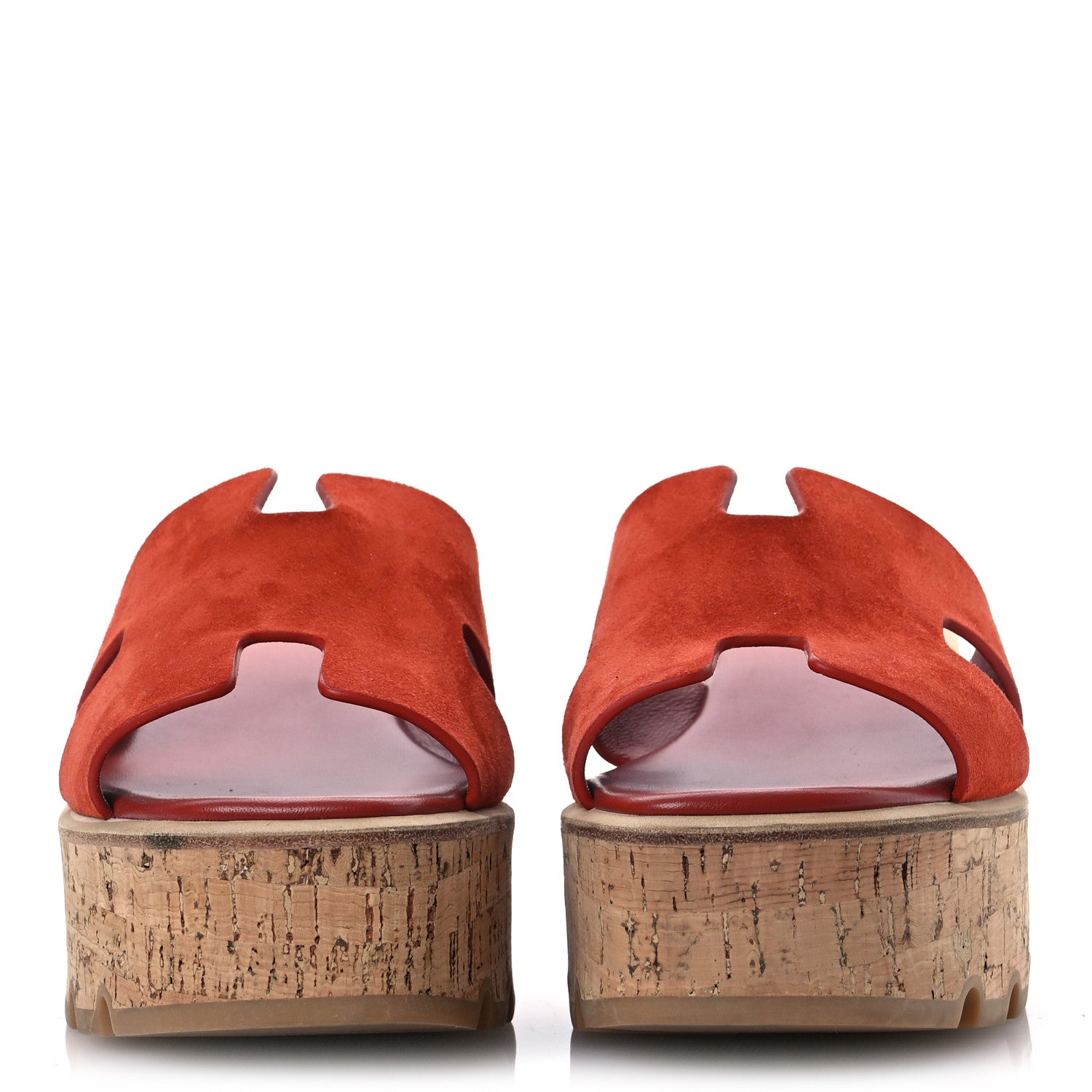Hermes Suede Goatskin Cork Eze 30 Sandals 39 Orange Brulee 3 of 12