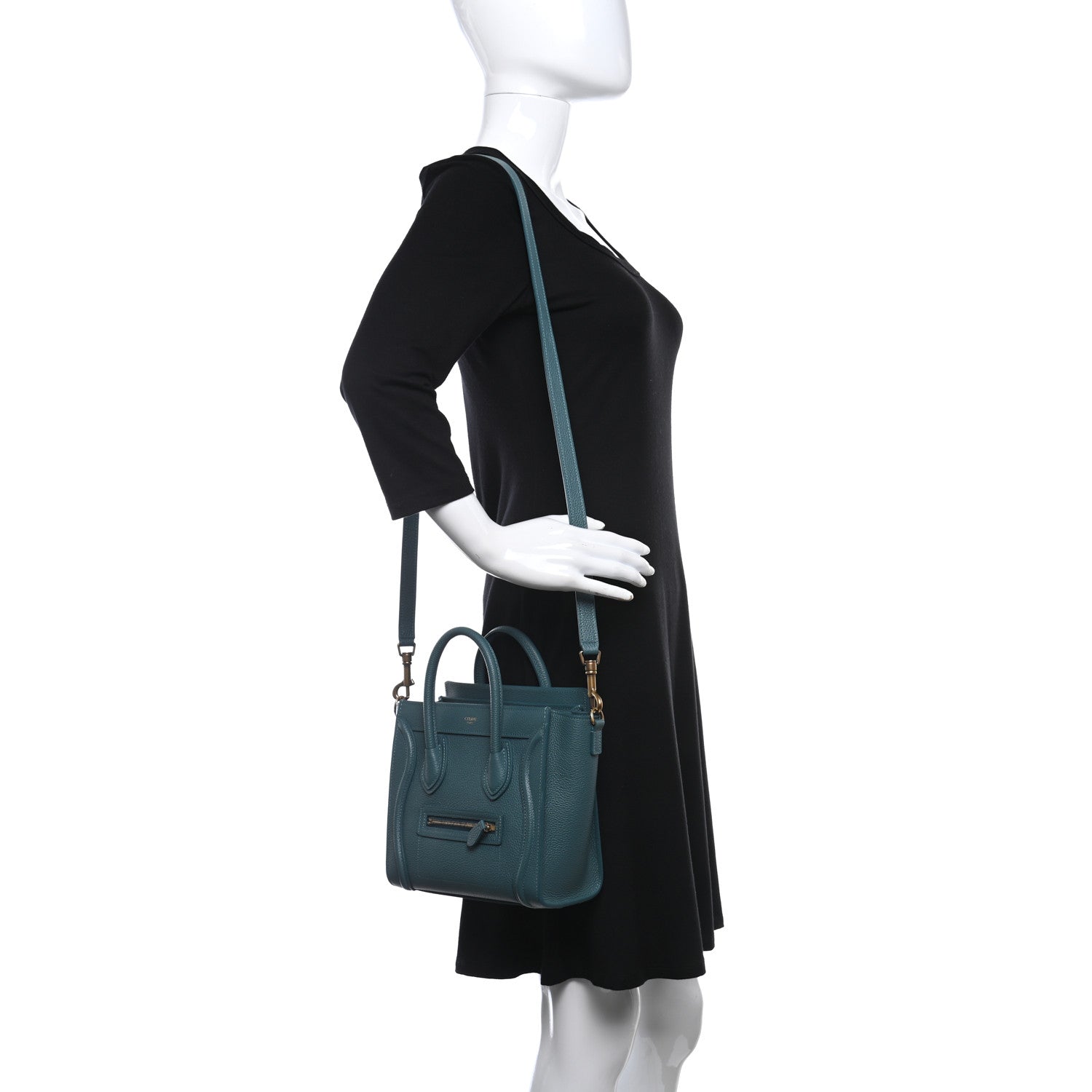Celine Drummed Calfskin Nano Luggage Celadon 2 of 7