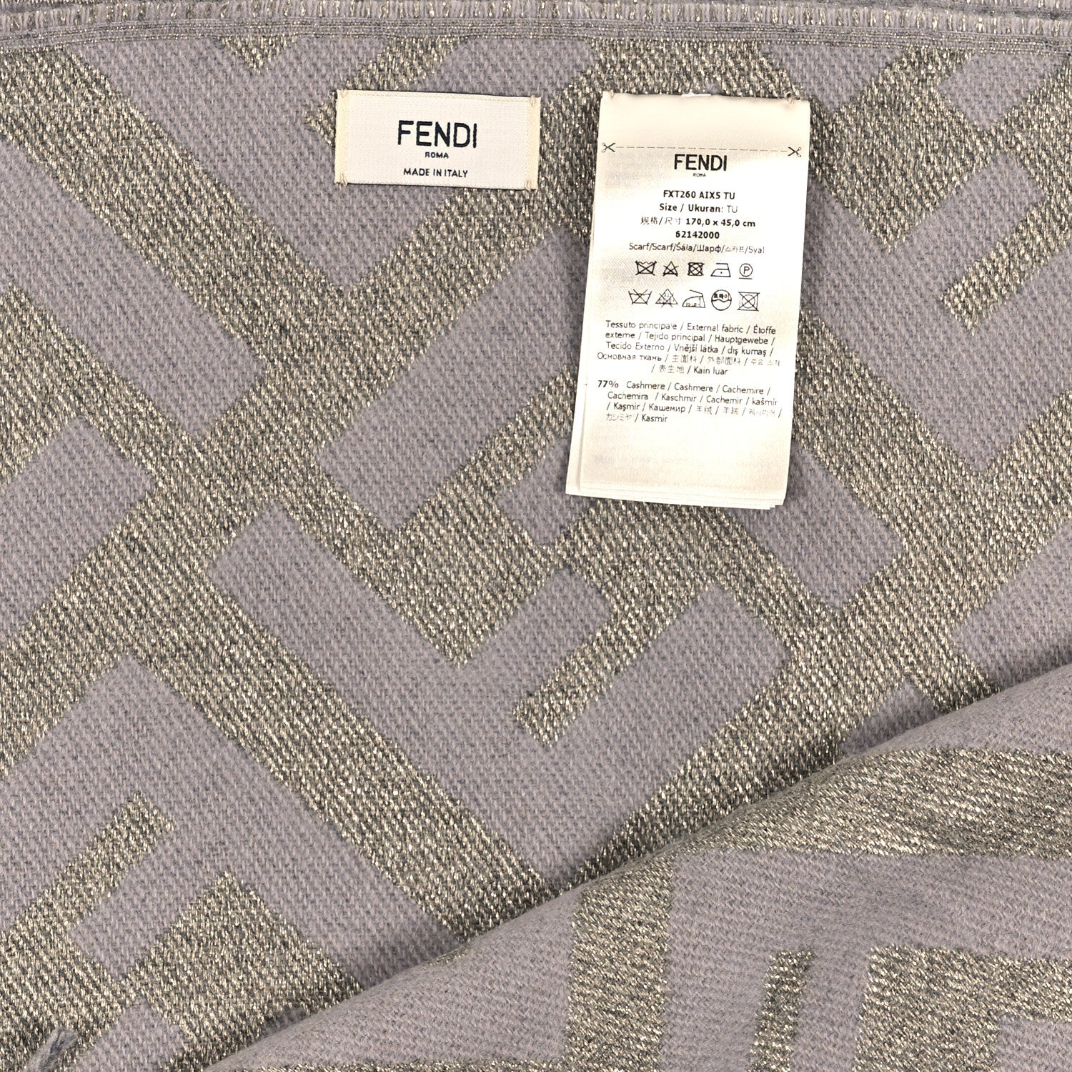 Fendi Cashmere Lurex FF Scarf Tortora 3 of 3