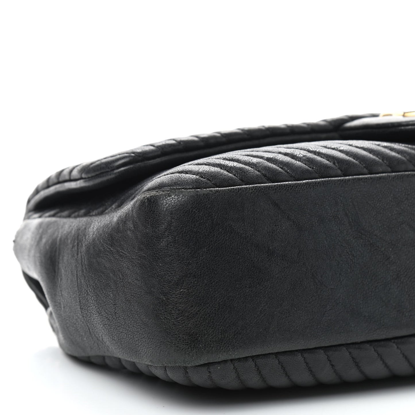 Calfskin Surpique Chevron Small Flap Black