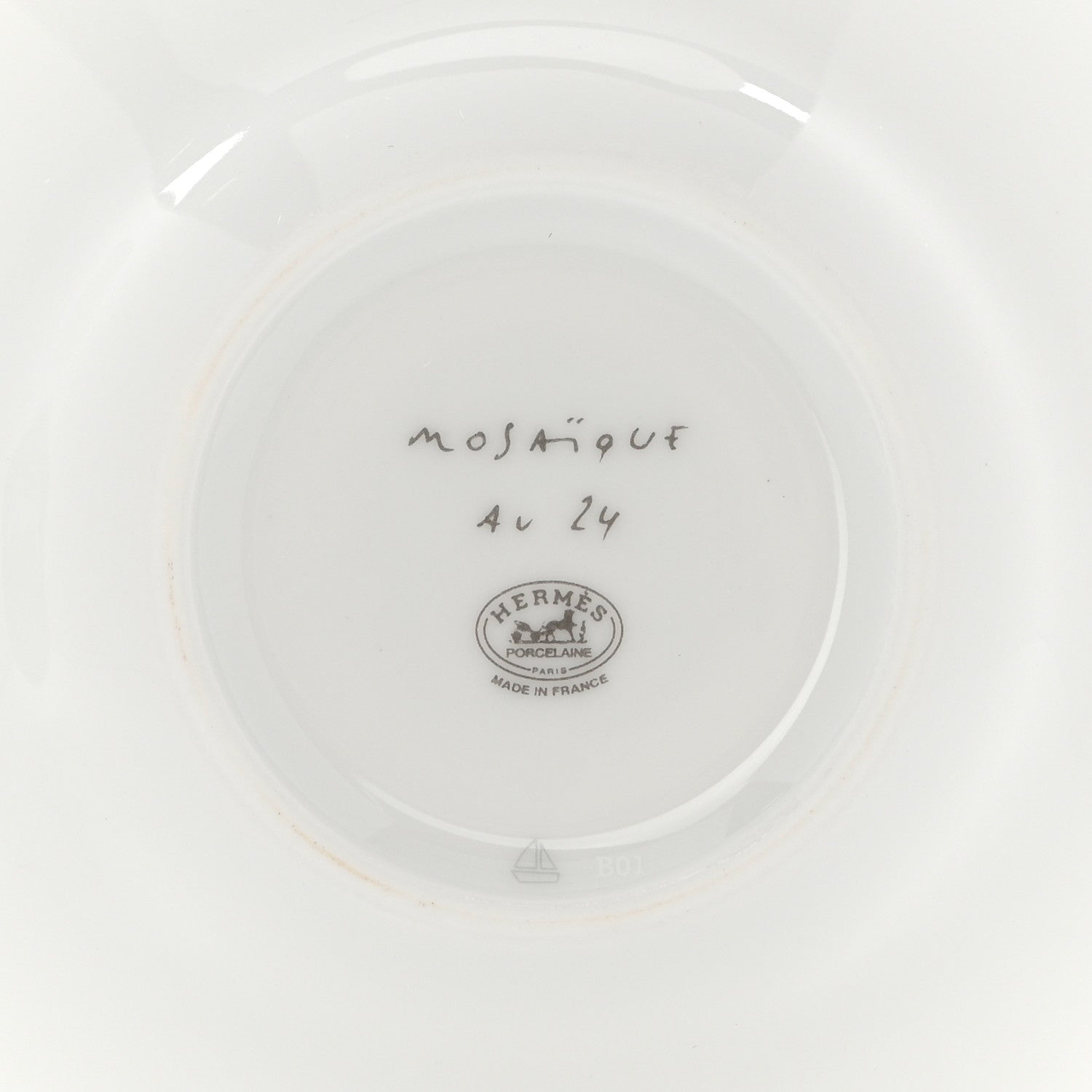 Hermes Porcelain Mosaique Au 24 Gold Coffee Cup and Saucer Set of 2 11 of 12