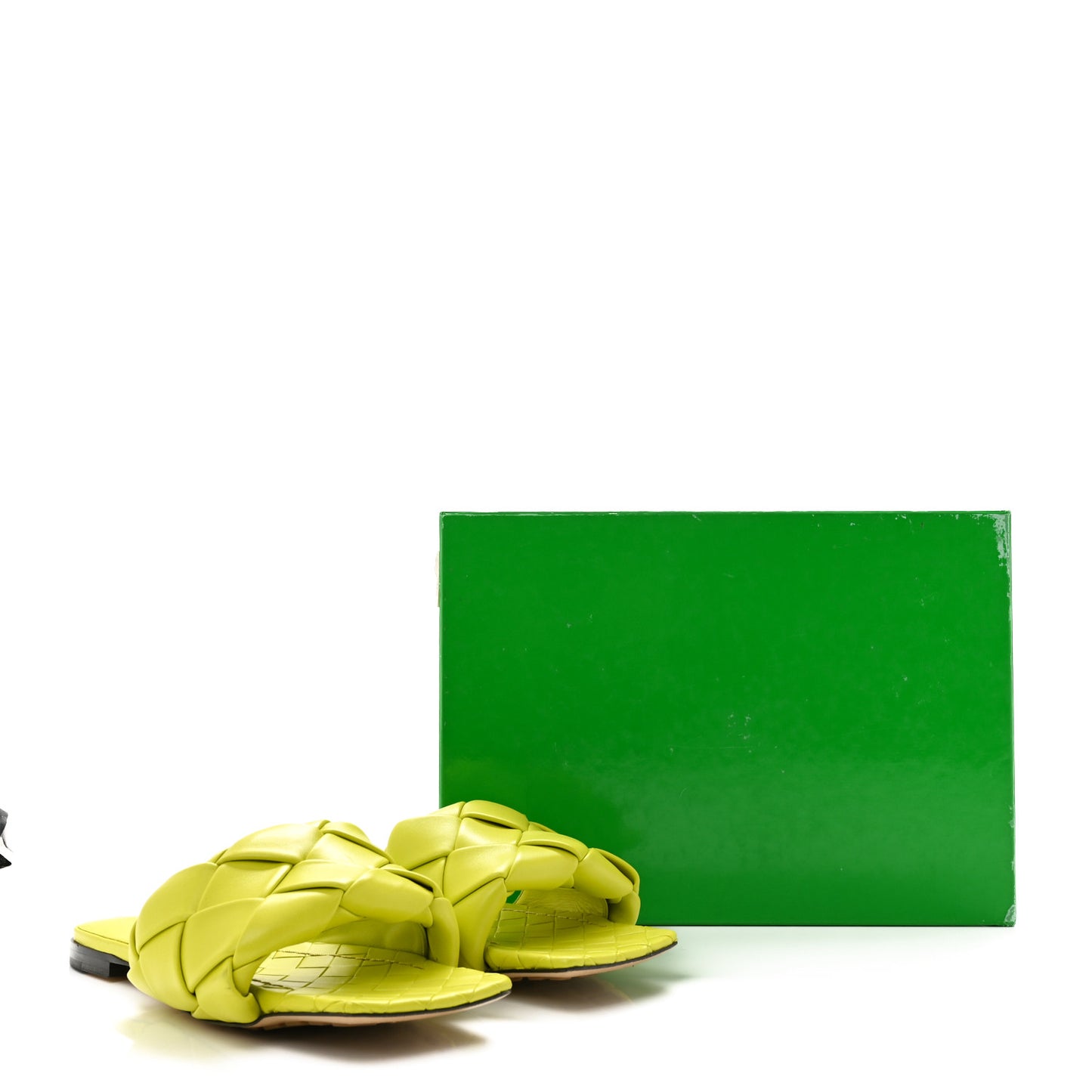 Nappa Maxi Intrecciato Lido Flat Sandals 38.5 Kiwi