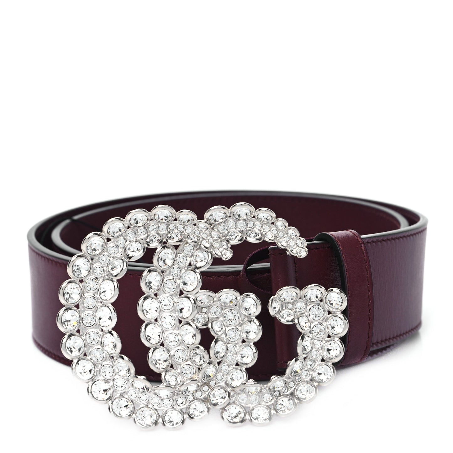 Calfskin Crystal Double G 40mm Belt 85/34 Vintage Bordeaux