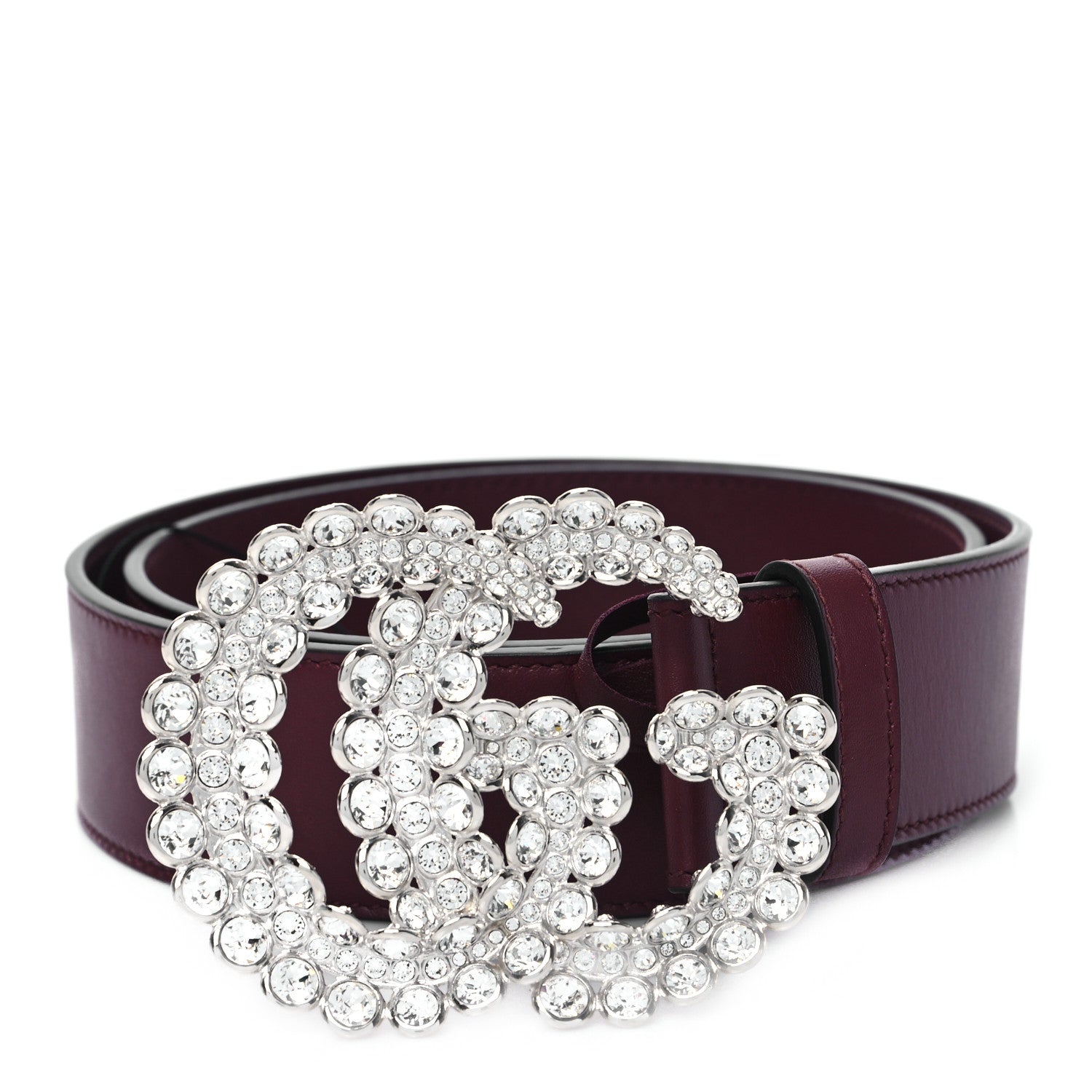 Gucci Calfskin Crystal Double G 40mm Belt 85/34 Vintage Bordeaux 1 of 4