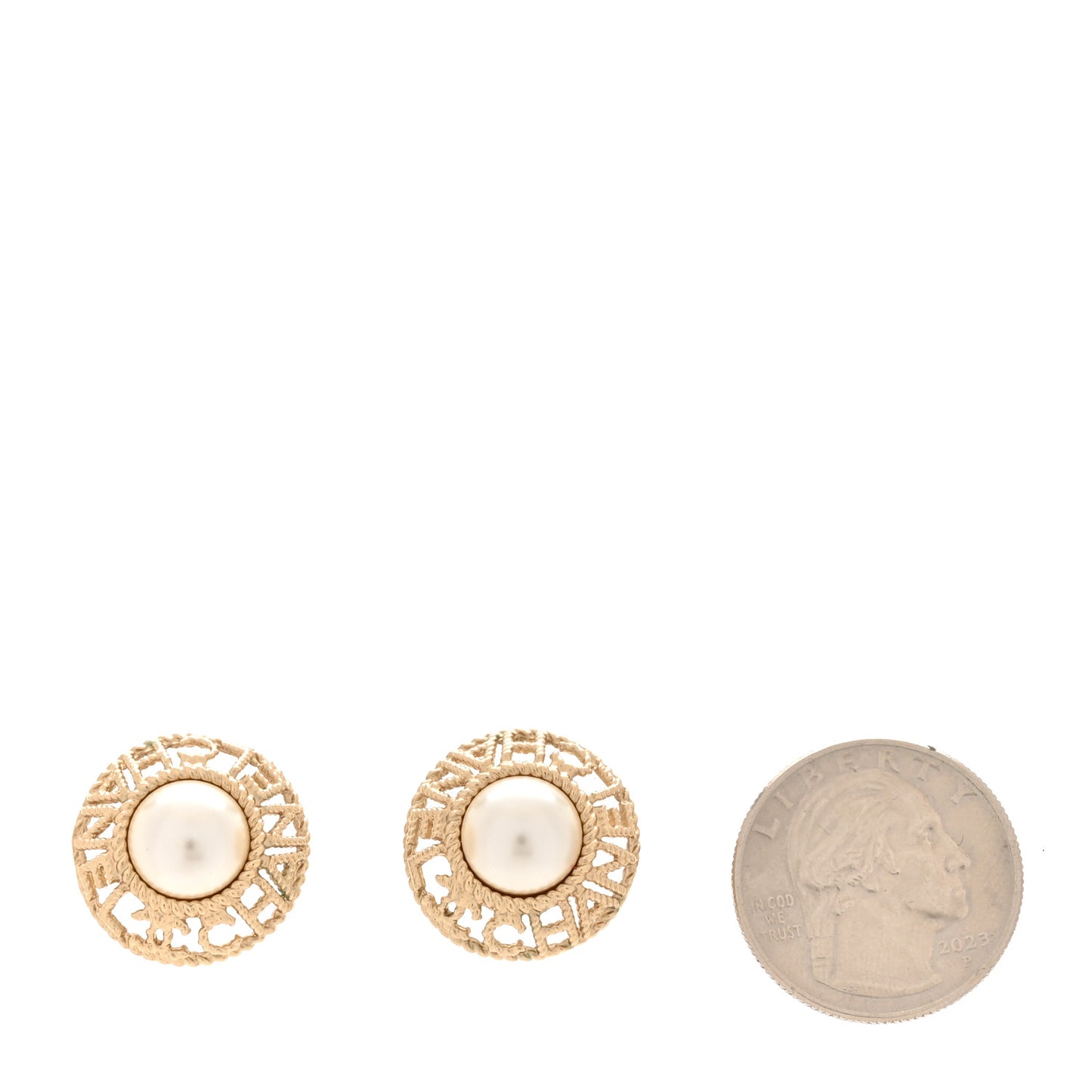 Pearl CC Round Rope Logo Earrings Gold