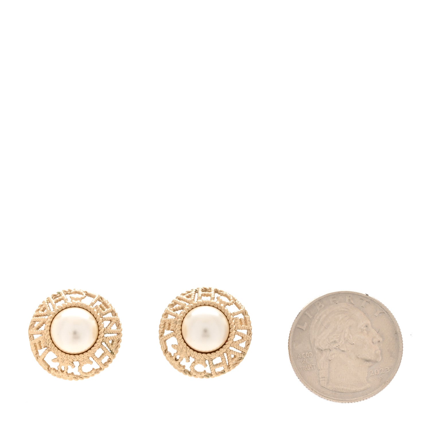 Chanel Pearl CC Round Rope Logo Earrings Gold 2 of 5