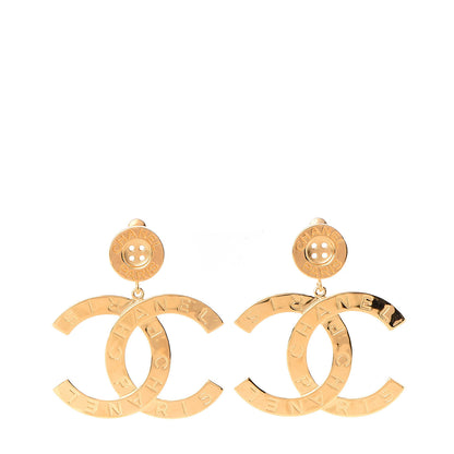 Chanel Metal Large Paris Button Earrings Gold 1 of 3