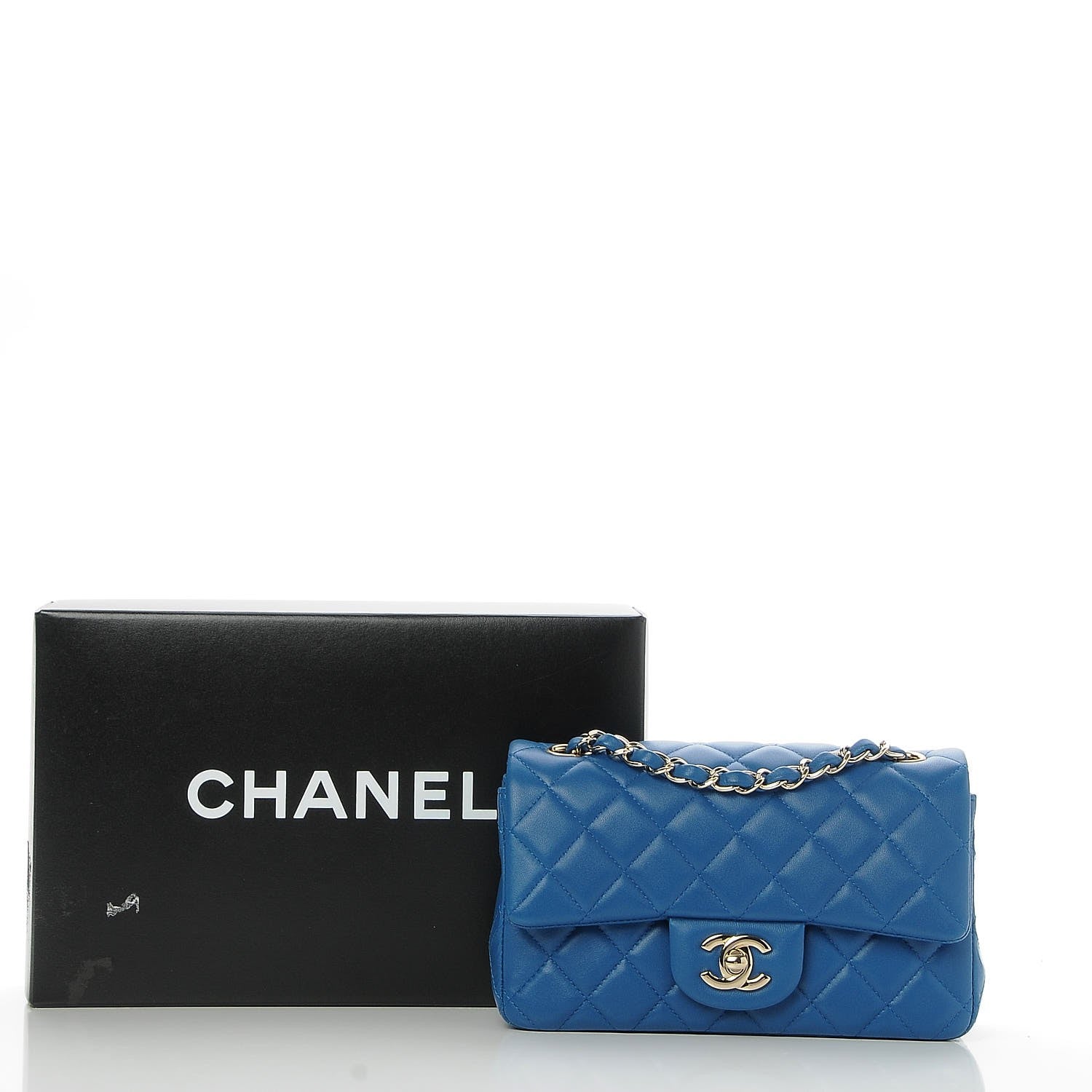 Chanel Lambskin Quilted Mini Rectangular Flap Blue 8 of 8