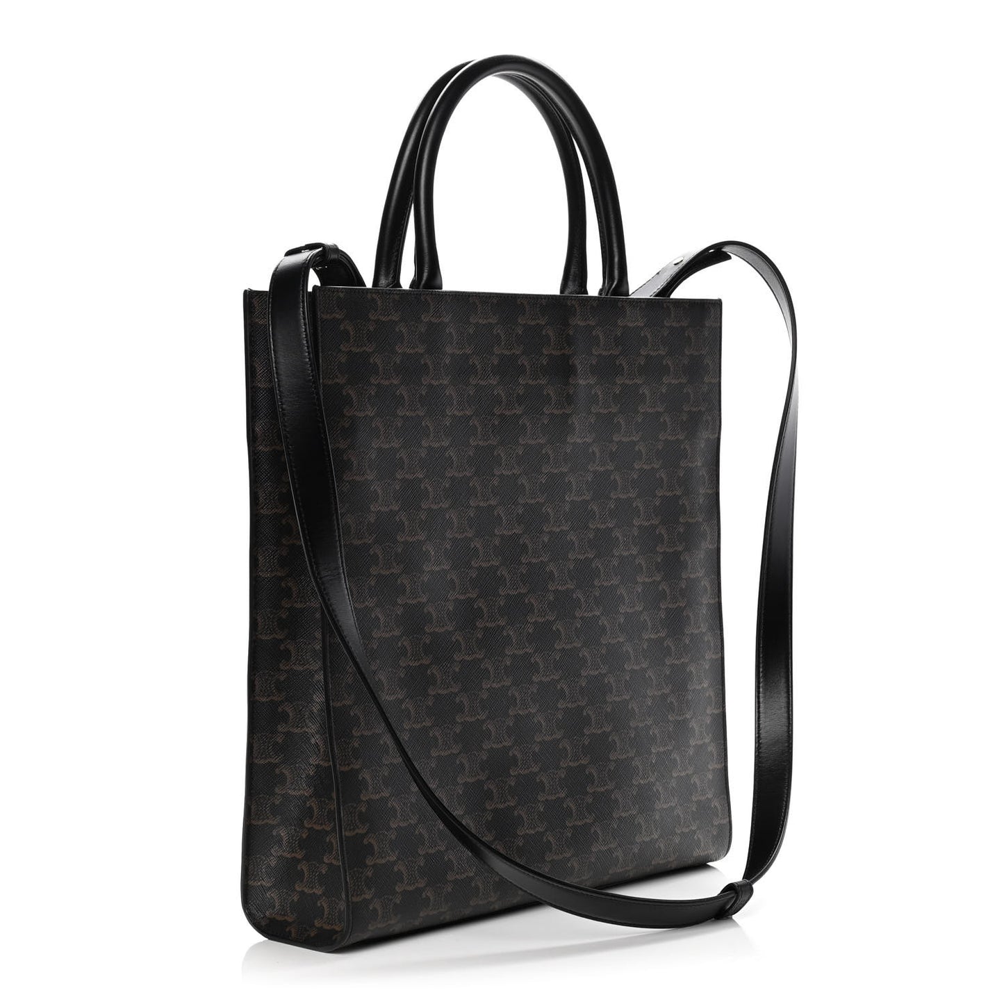 Triomphe Canvas Calfskin Medium Vertical Cabas Black