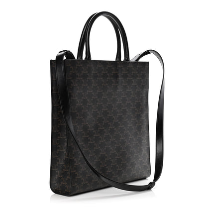 Celine Triomphe Canvas Calfskin Medium Vertical Cabas Black 2 of 10