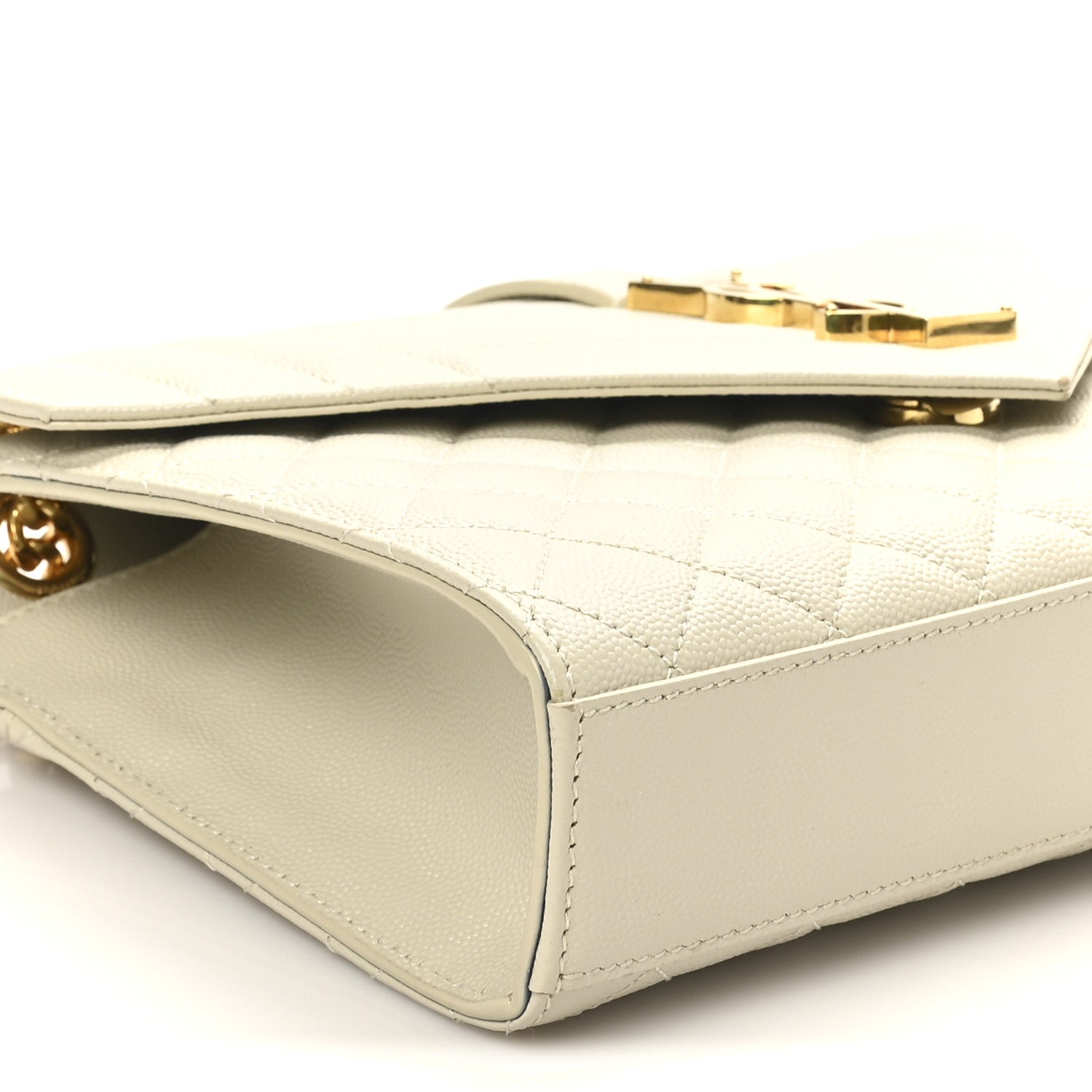 Saint Laurent Grain De Poudre Textured Mixed Matelasse Medium Triquilt Monogram Satchel Crema Soft 9 of 11