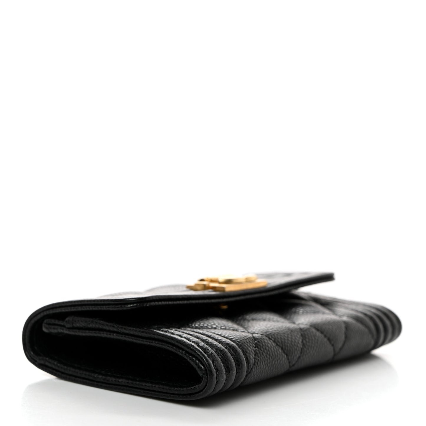 Caviar Quilted Boy Flap Card Holder Black