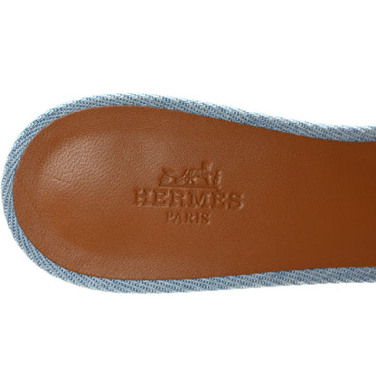 Hermes Denim Oasis Sandals 37.5 Bleu Clair 7 of 9