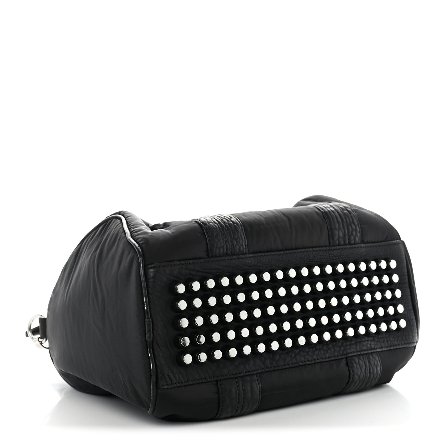 Nylon Pebbled Lambskin Rocco Nickel Hardware Black