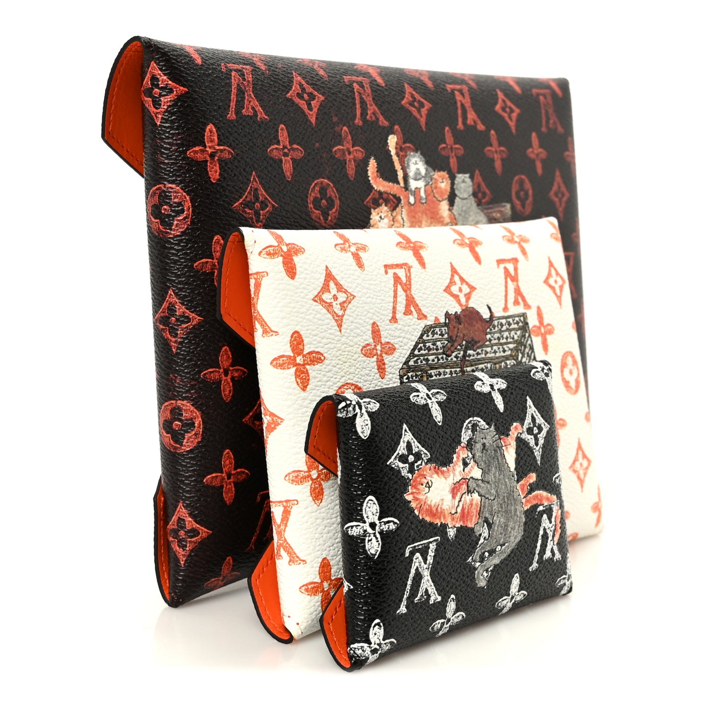 Catogram Kirigami Pochette Set Marron White Black