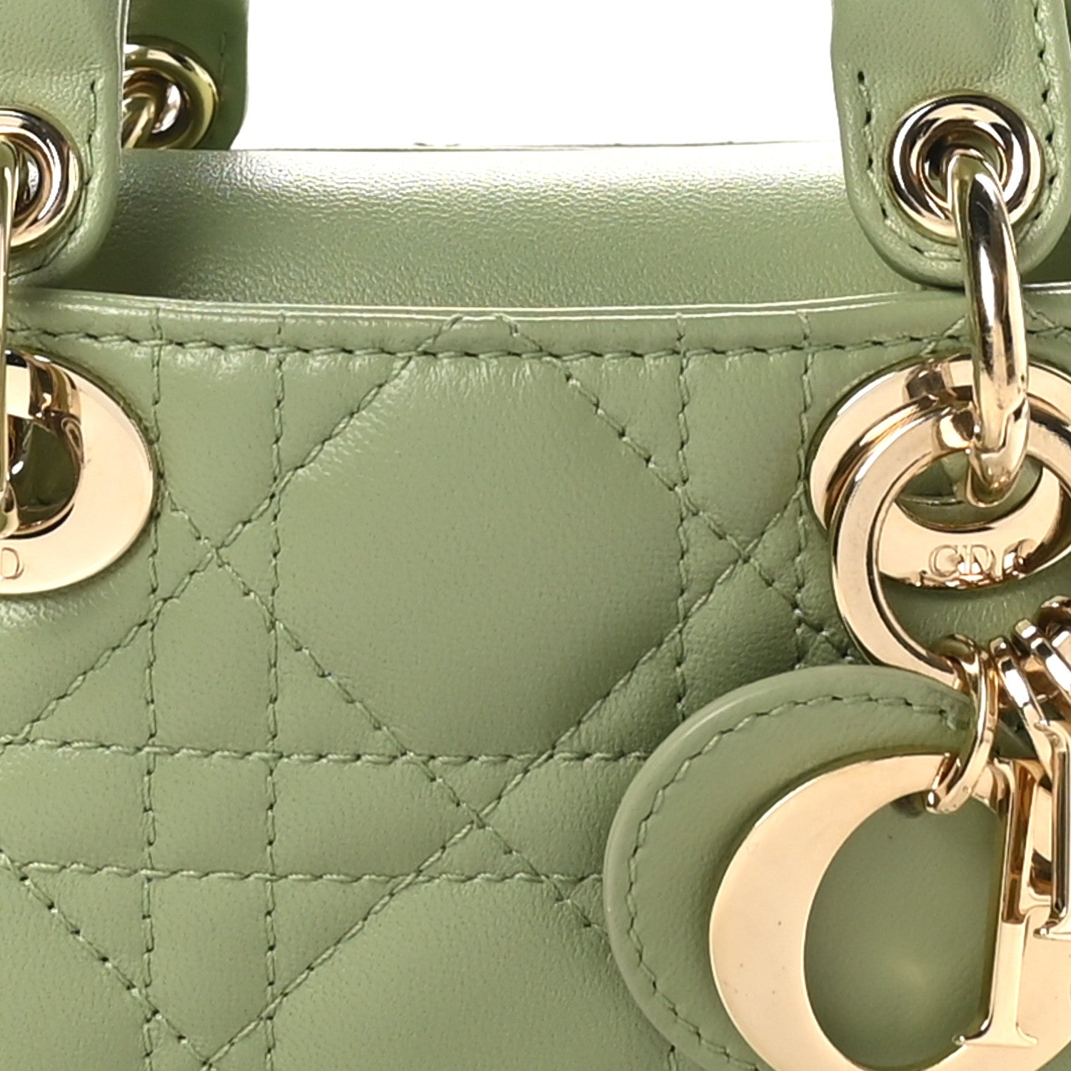 Christian Dior Lambskin Cannage Micro Lady D-Joy Peyote Green