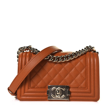 Chanel Caviar Quilted Small Boy Flap Light Brown 1 of 8