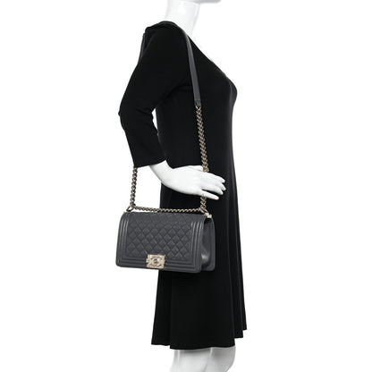 Chanel Caviar Quilted Medium Boy Flap Dark Grey 2 of 10
