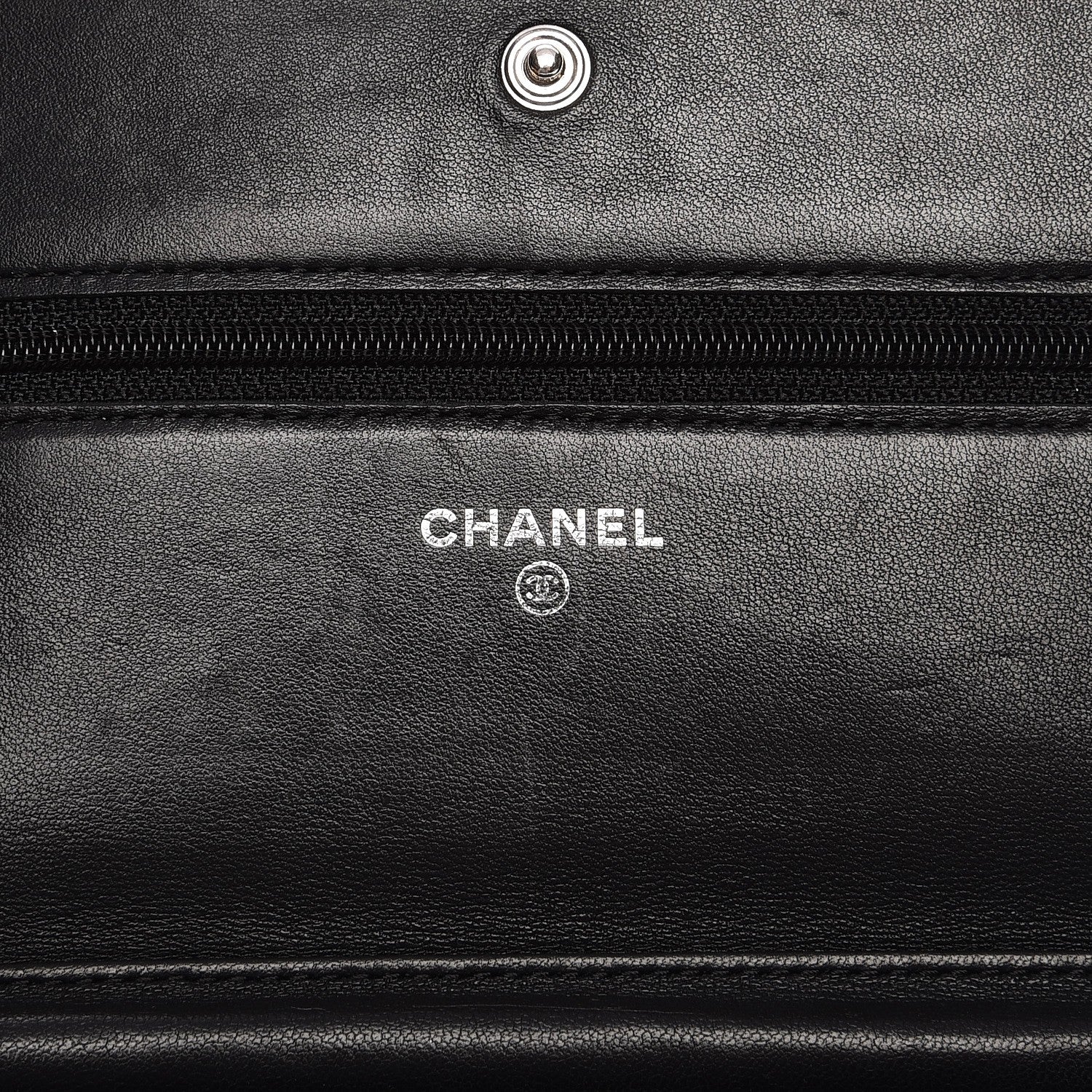 Chanel Lambskin Camellia Embossed Wallet On Chain WOC Black 6 of 10