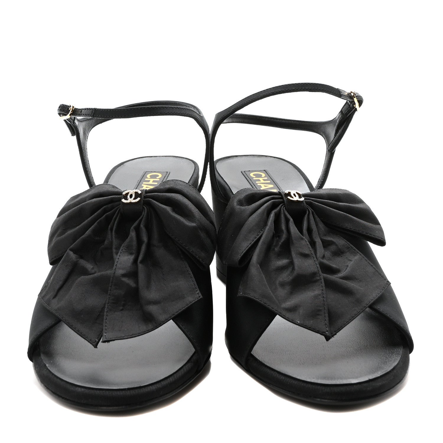 Chanel Silk Bow CC Platform Sandals 41 Black 3 of 9