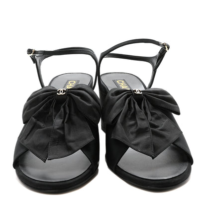 Chanel Silk Bow CC Platform Sandals 41 Black 3 of 9
