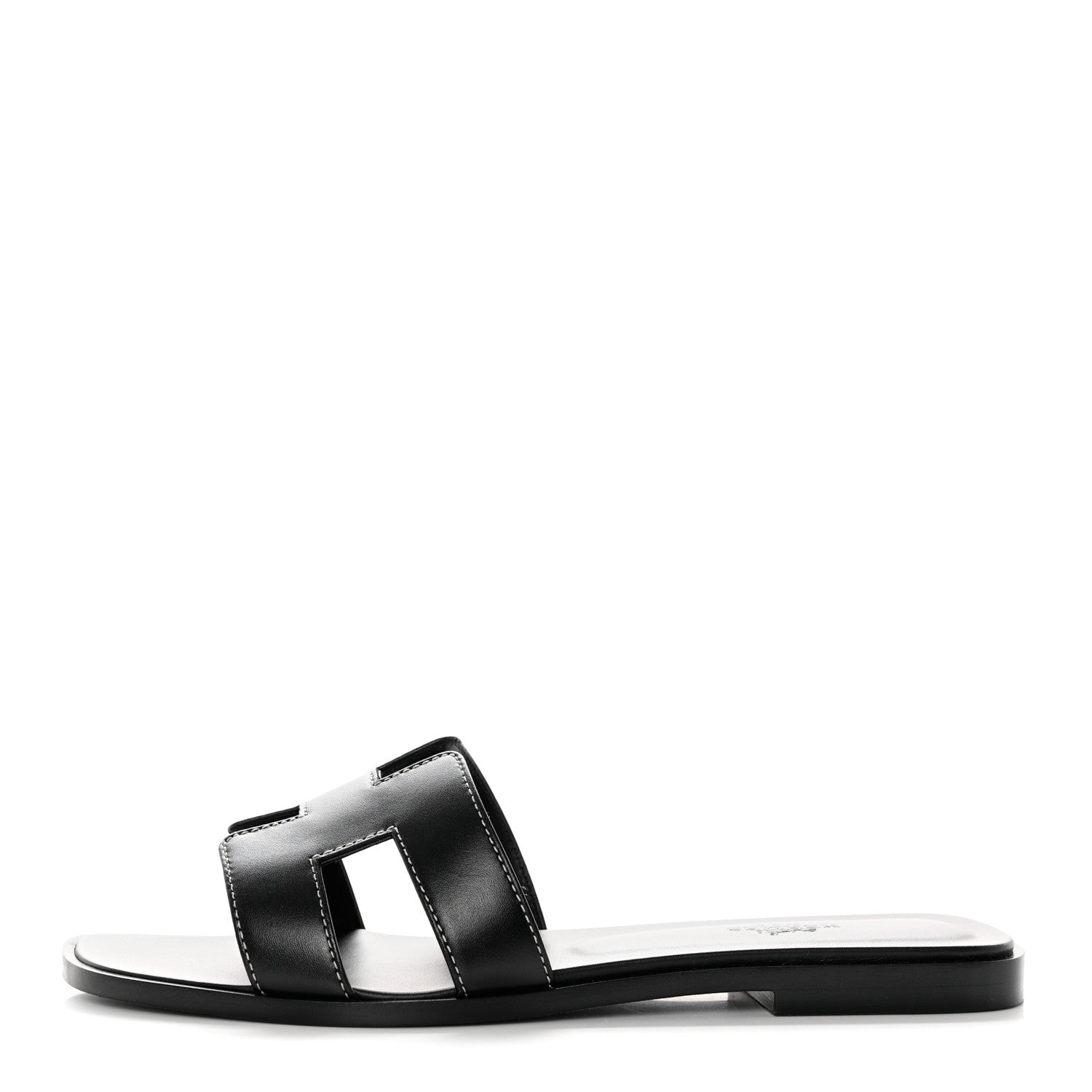 Hermes Box Calfskin Oran Sandals 38 Black 1 of 10