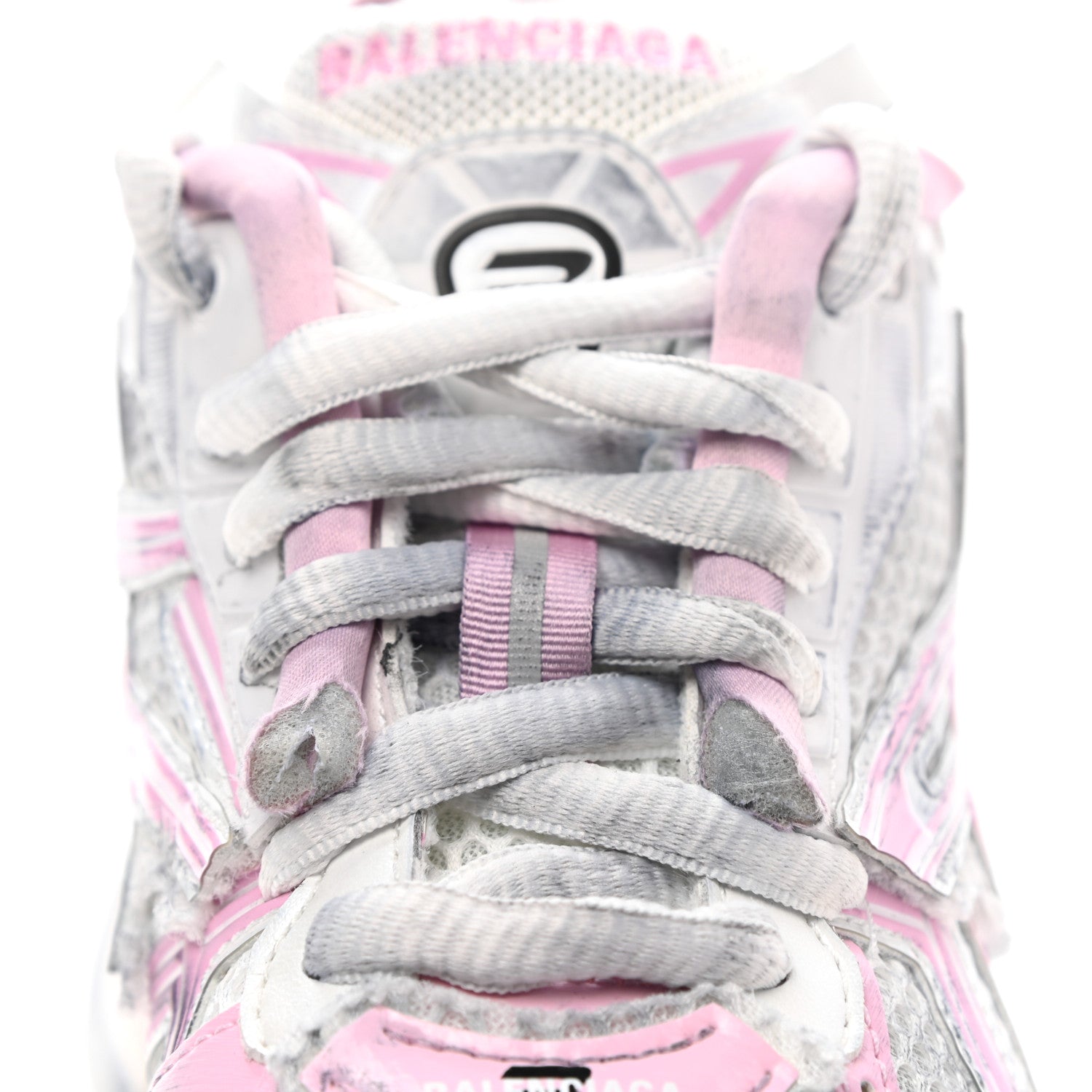 Balenciaga Mesh Rubber Distressed Womens Runner Sneakers 37 White Pink Beige 11 of 13