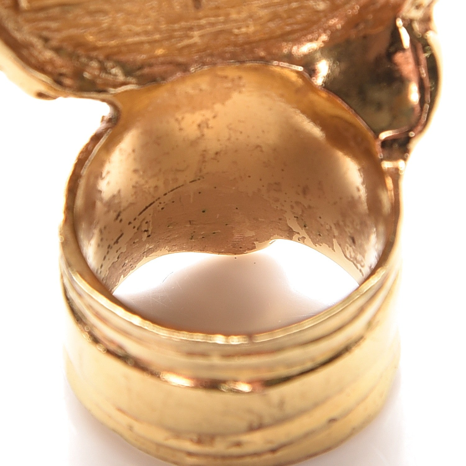 Saint Laurent Glass Cabochon Arty Ovale Ring 6 Gold Gray 4 of 4
