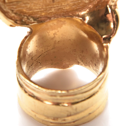 Saint Laurent Glass Cabochon Arty Ovale Ring 6 Gold Gray 4 of 4