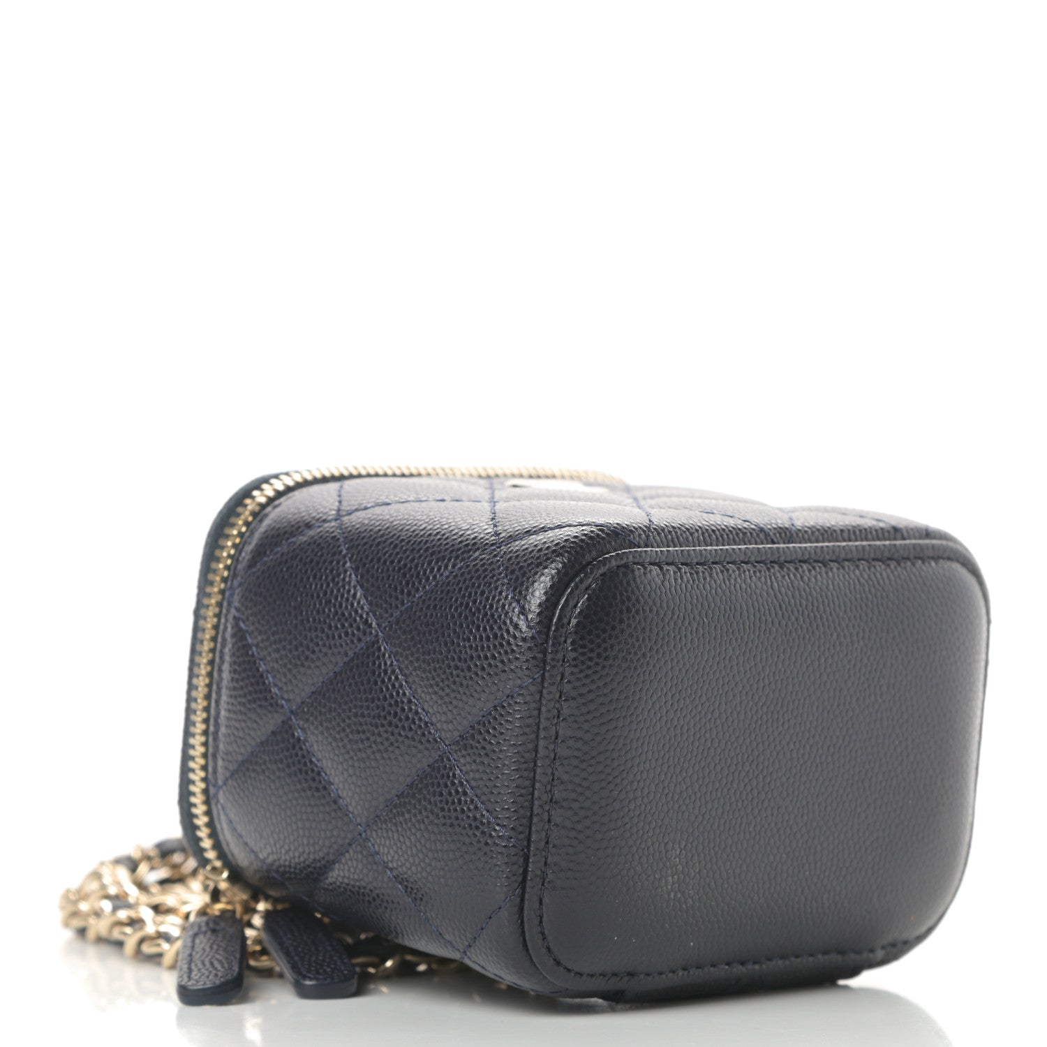 Chanel Caviar Quilted Mini Vanity Case With Chain Navy Blue 4 of 11