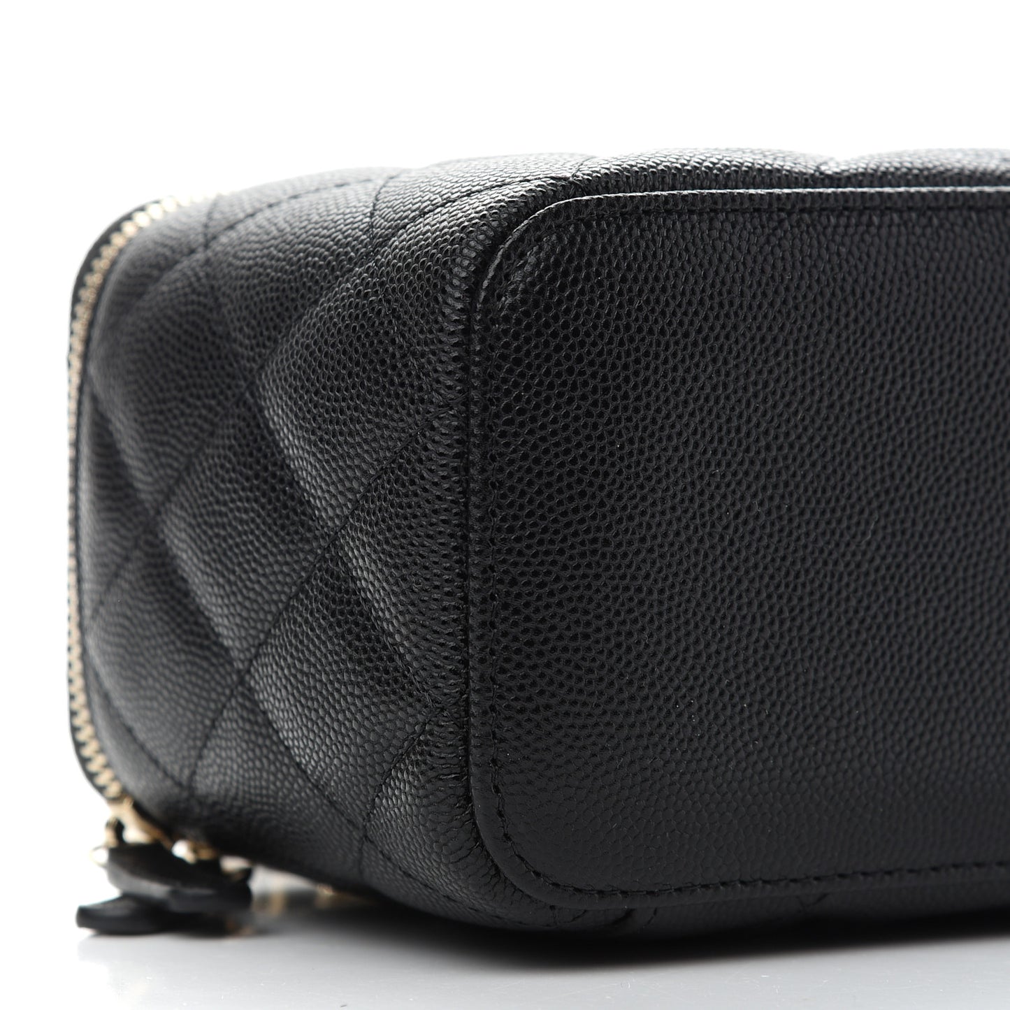 Caviar Quilted Small Vanity Case With Chain Black