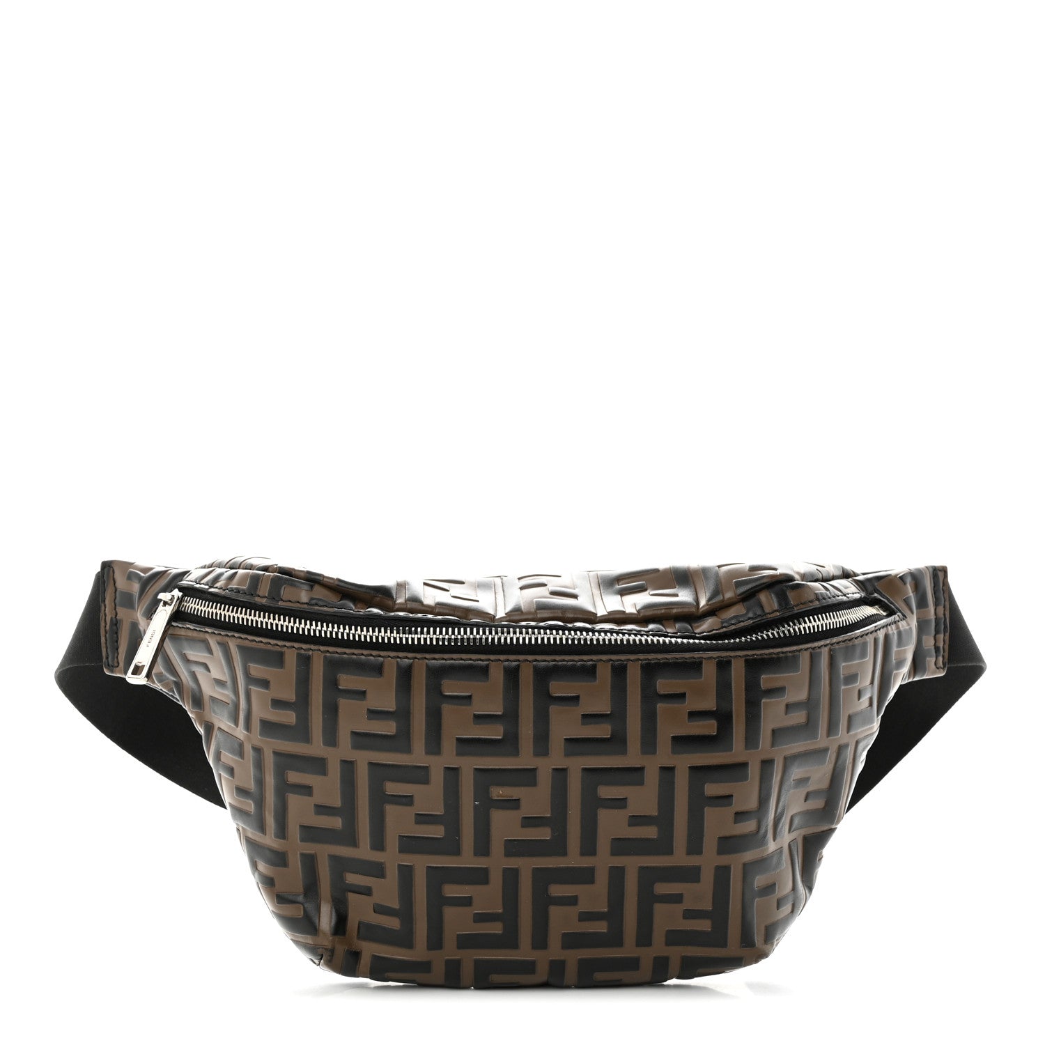 Fendi Vitello Century Bi-Color FF 1974 Embossed Belt Bag Maya Black 1 of 15