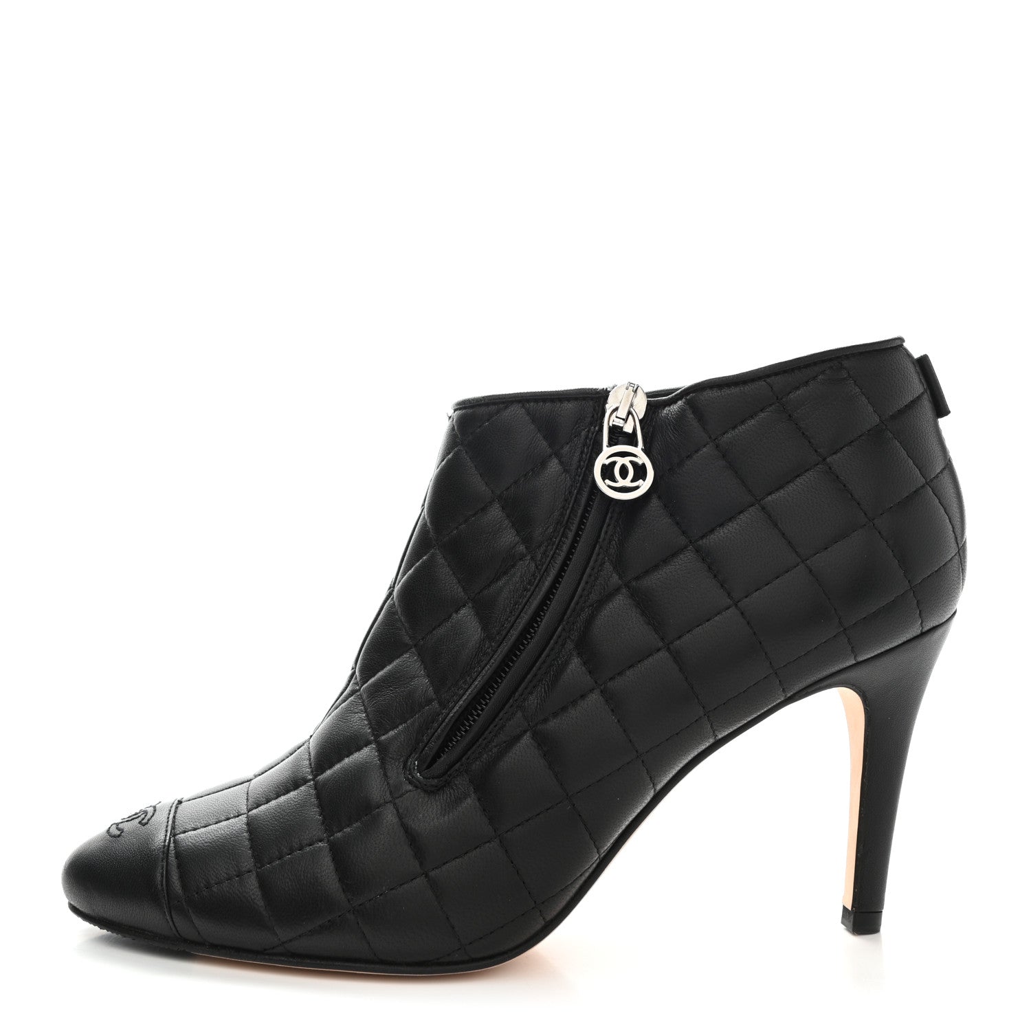 Chanel Calfskin Quilted Cap Toe Short Boots 39 Black 1 of 8