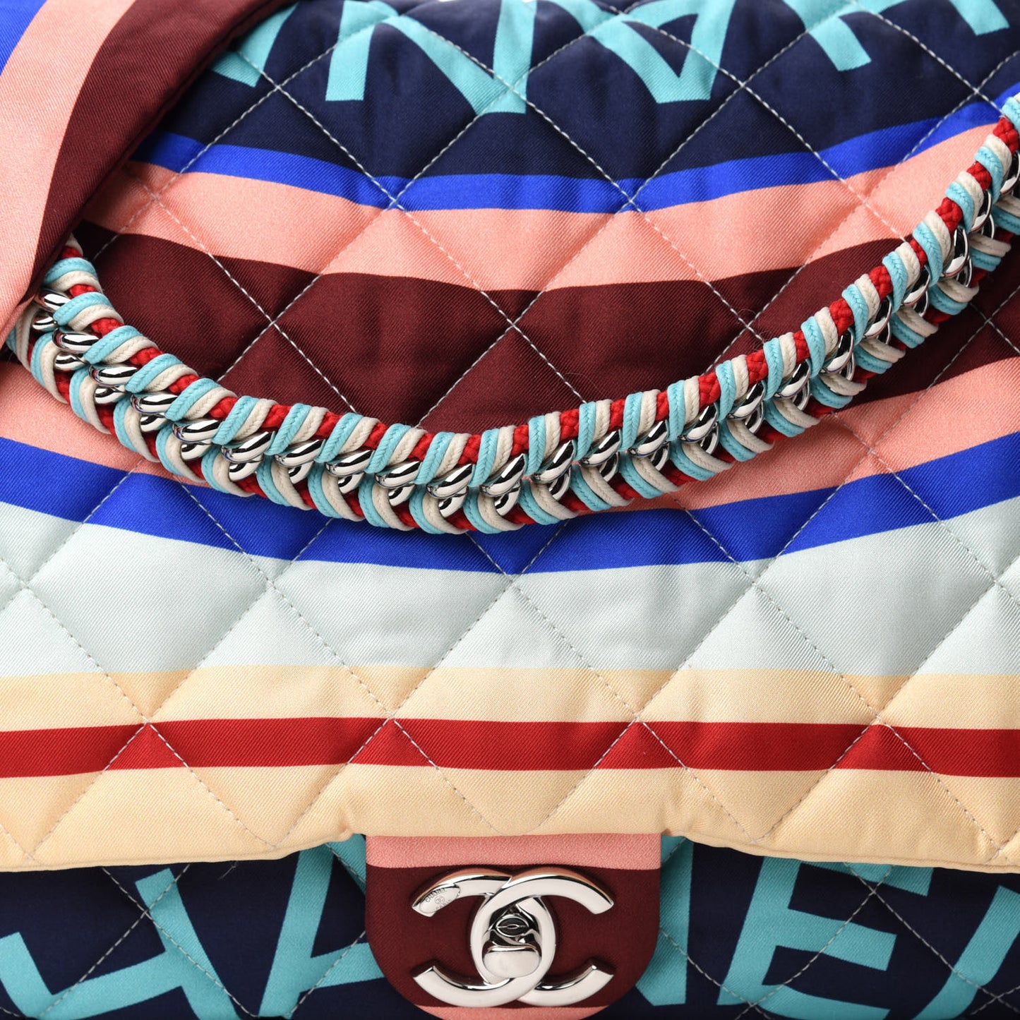 Fabric Quilted Printed Flap Multicolor