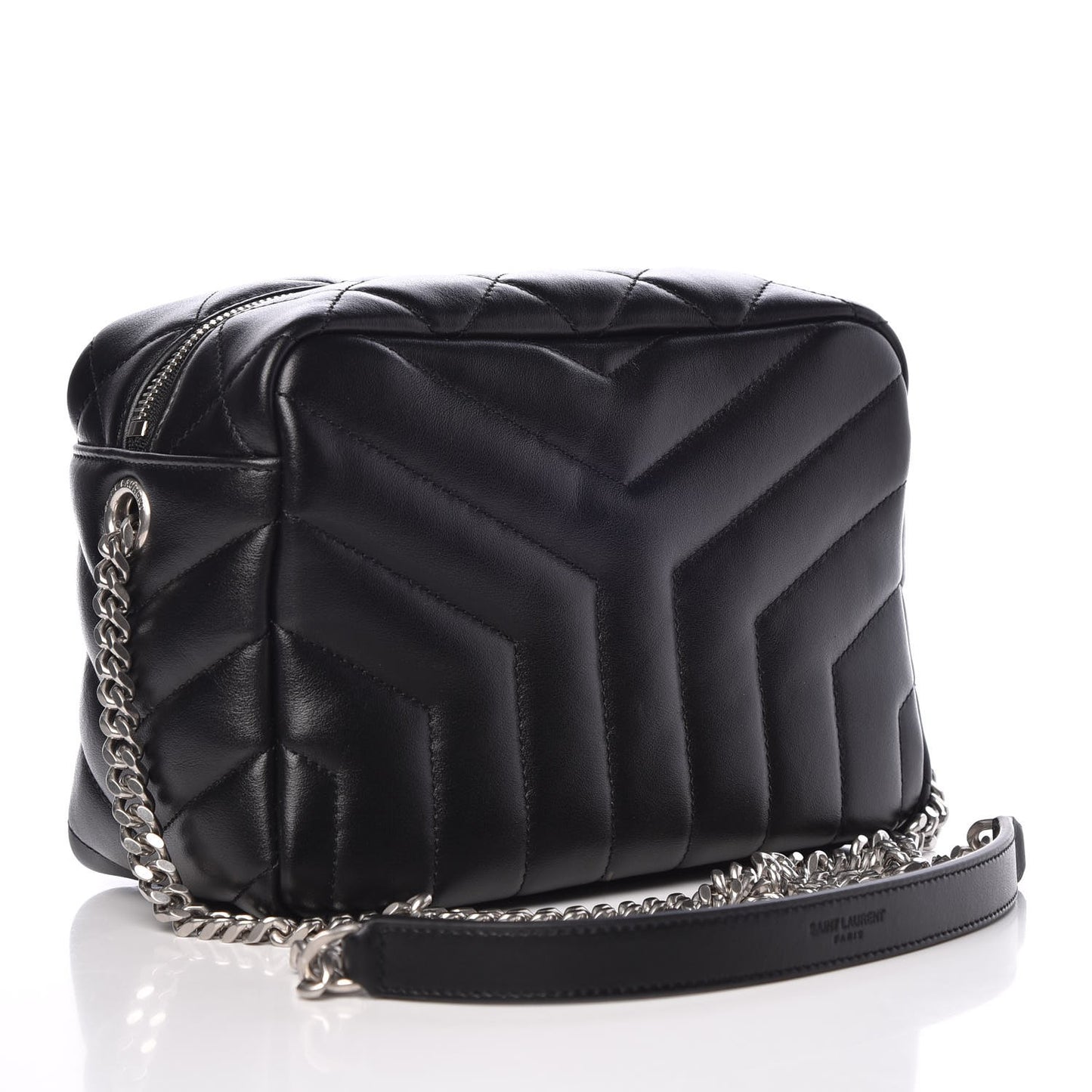 Calfskin Y Quilted Monogram Small Loulou Bowling Bag Black